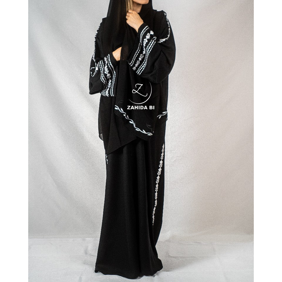 White embroidery daily wear abaya Z203