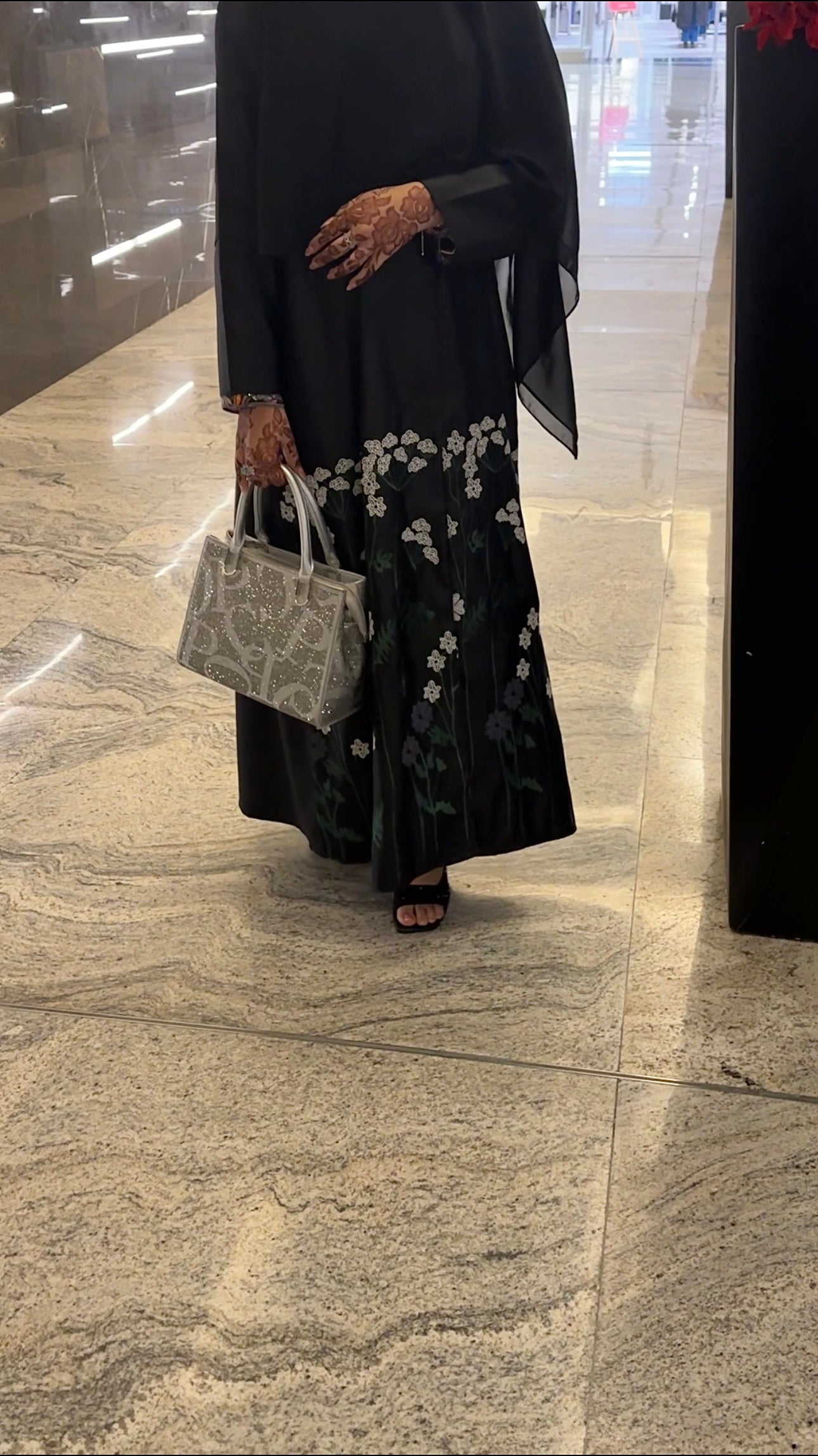 "Satin Abaya with Embroidery Design at the Bottom"Z122