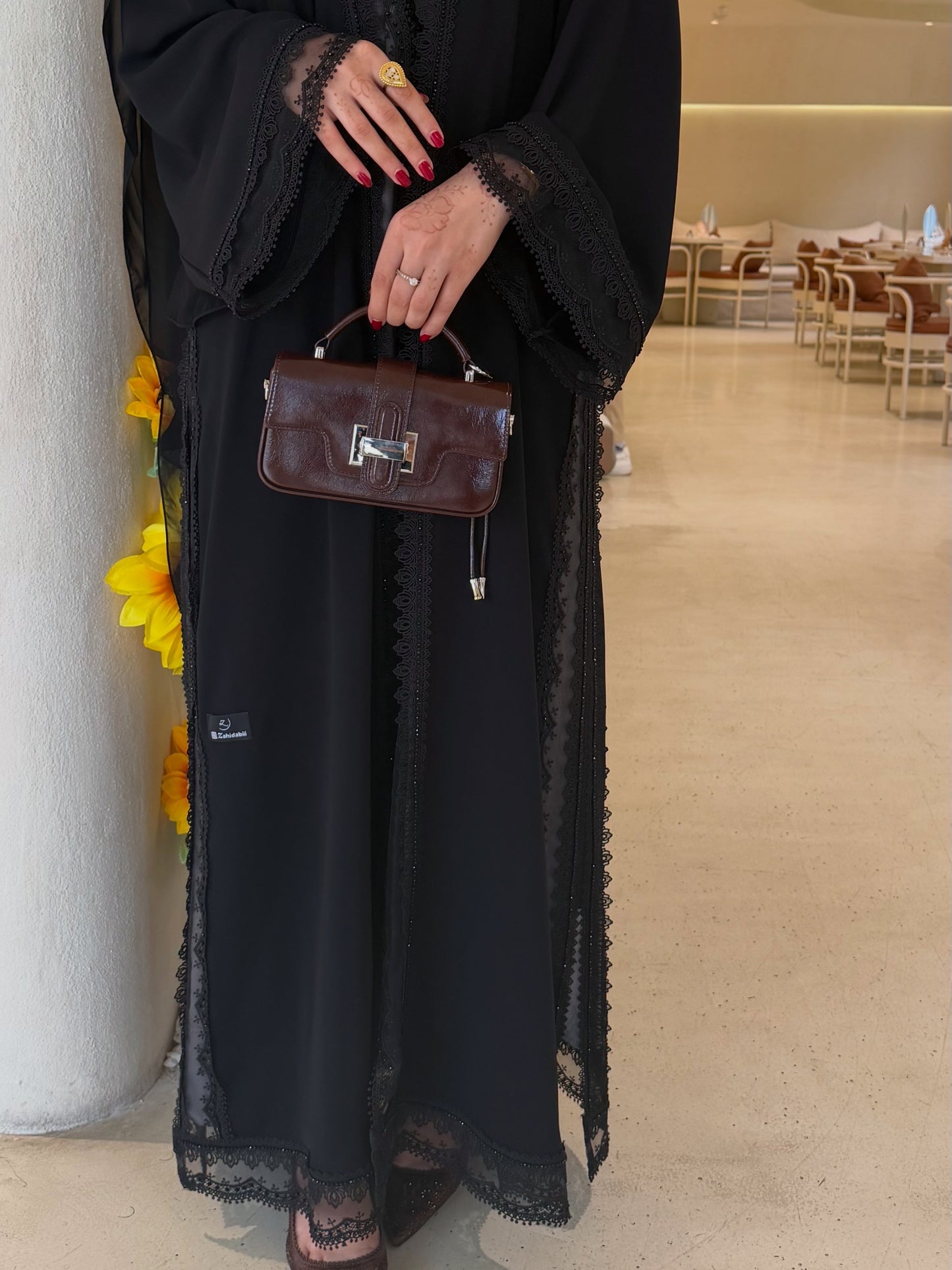Black Luxe Lace Abaya for Women | Dubai Abaya