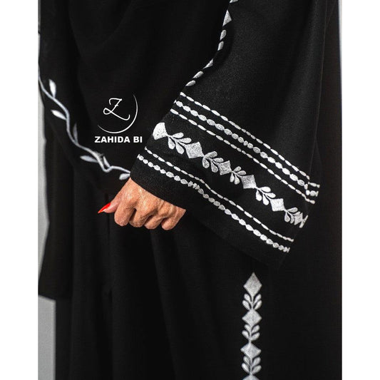 White embroidery abaya