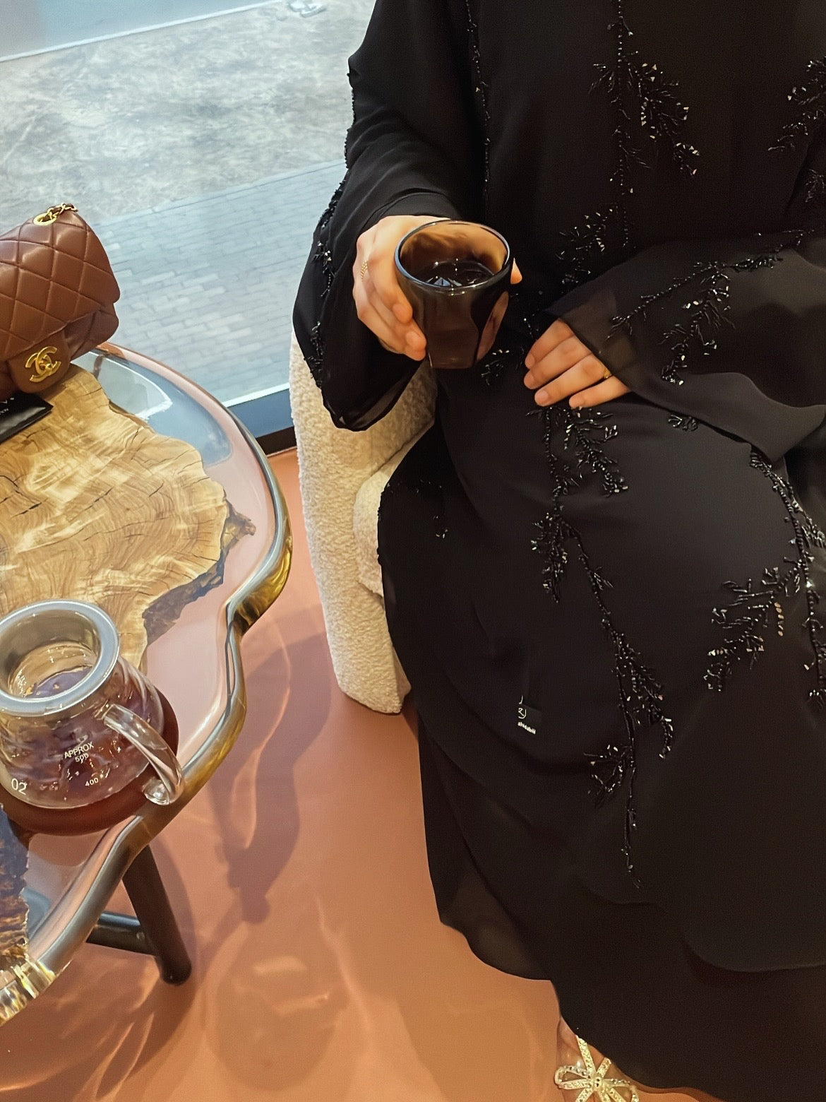 Luxury black Emirati double Chiffon abaya