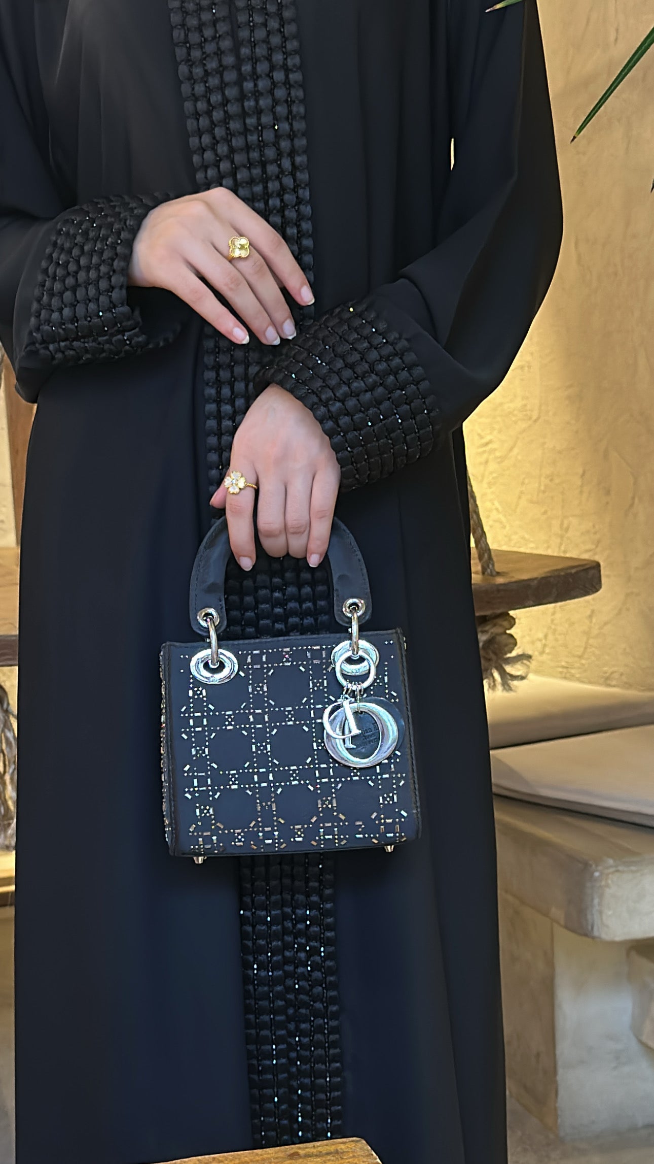 Luxury Emirati Abaya with Detailed Cuffs & Front