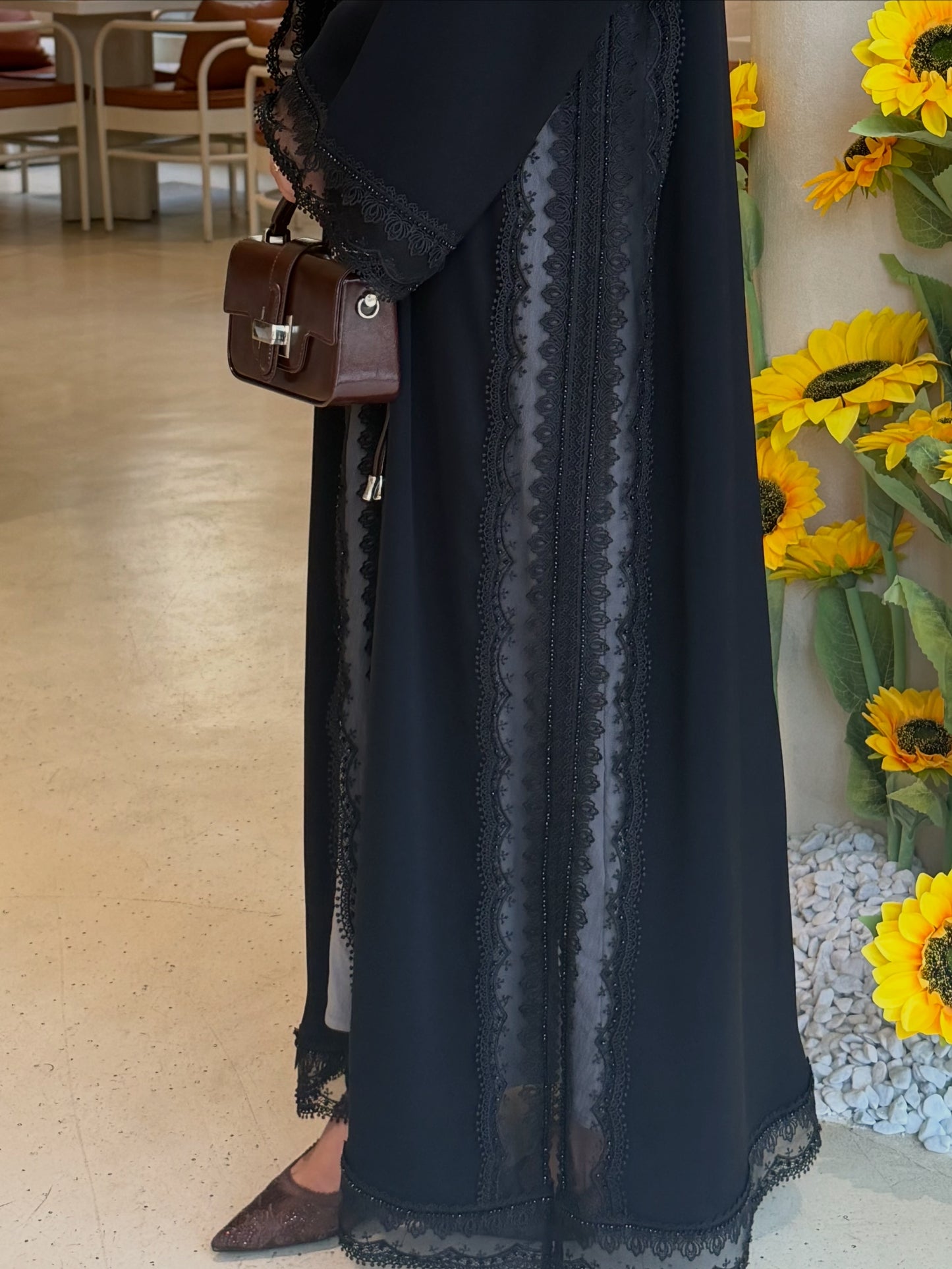 Black Luxe Lace Abaya for Women | Dubai Abaya