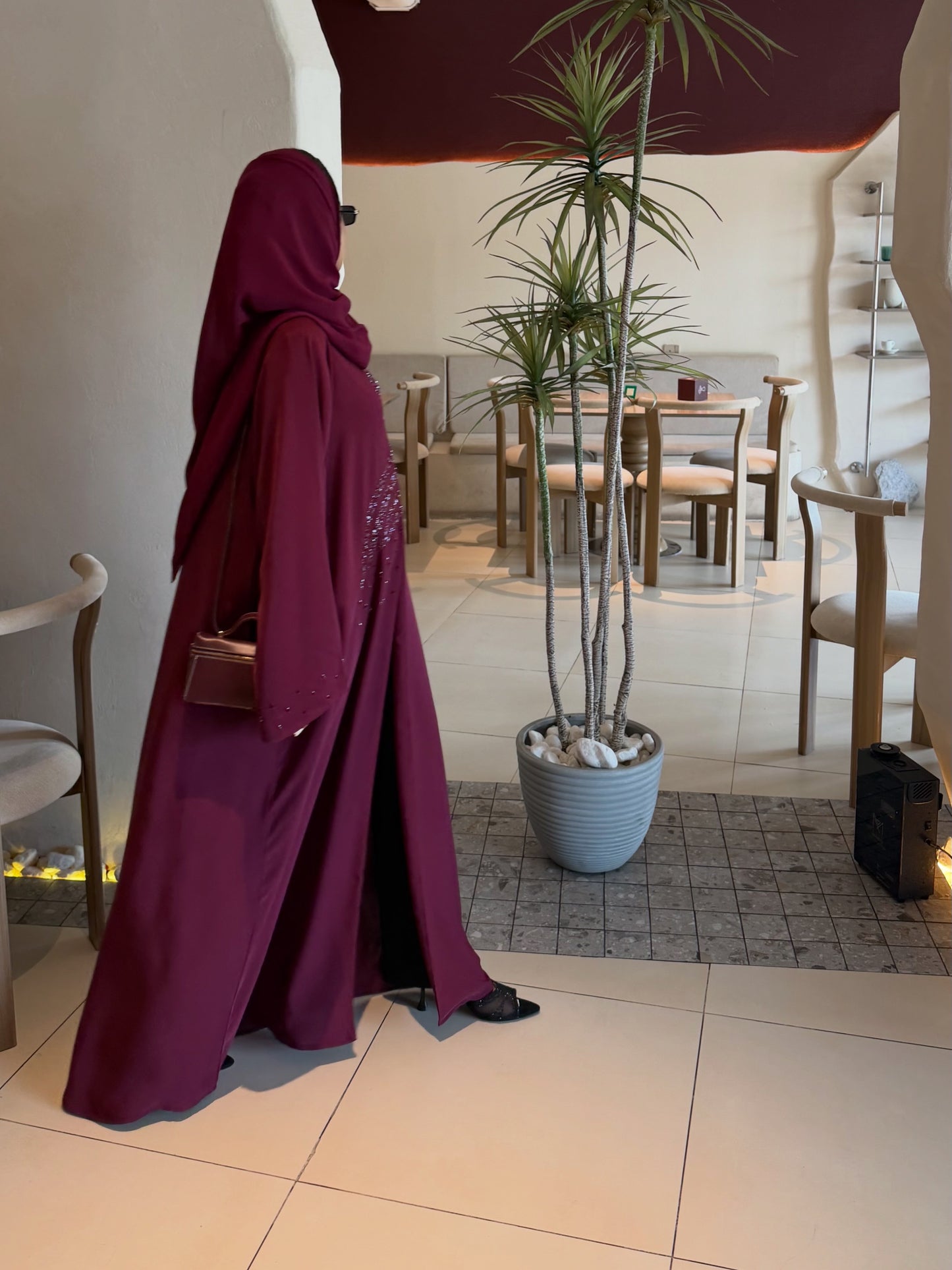 Plum Luxe Beaded Uae Abaya | Z229