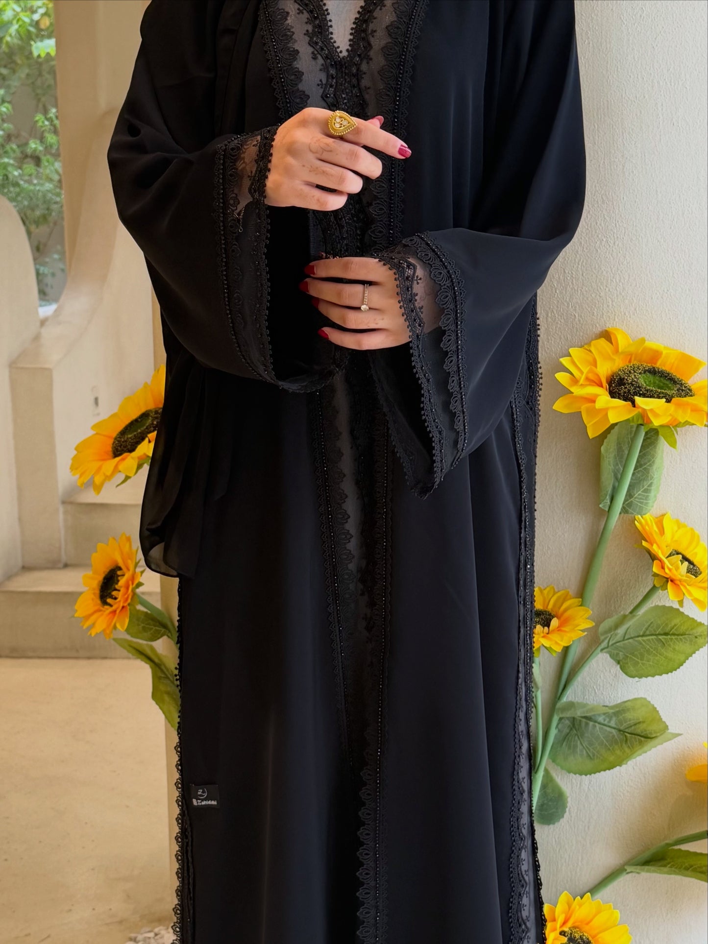 Black Luxe Lace Abaya for Women | Dubai Abaya