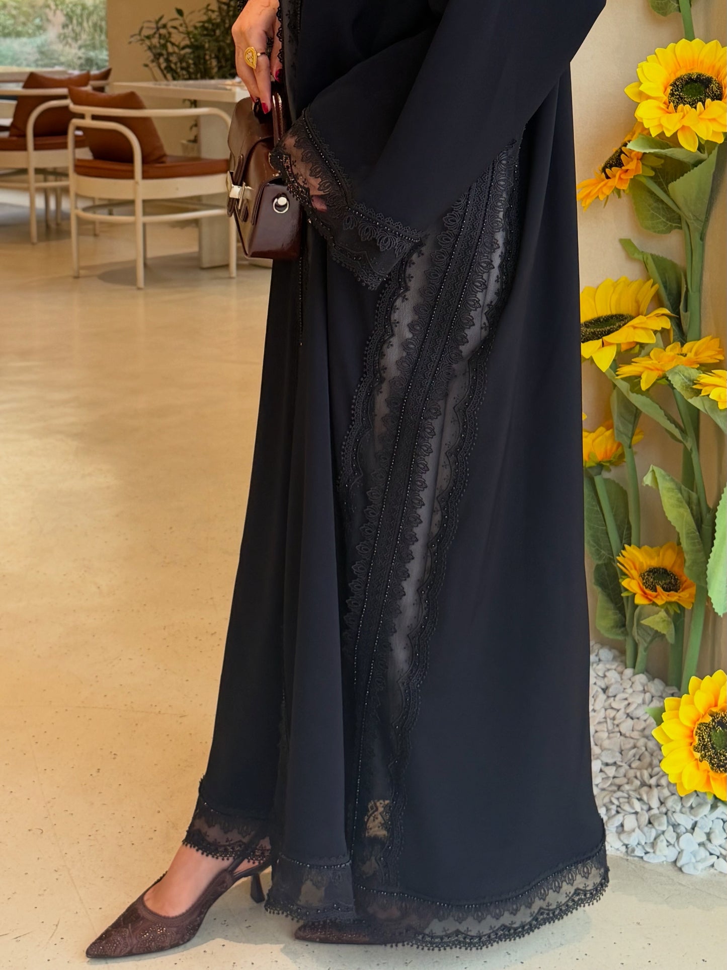Black Luxe Lace Abaya for Women | Dubai Abaya