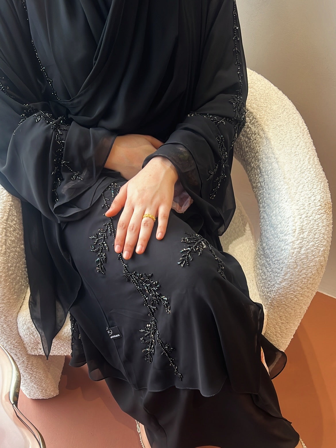 Luxury black Emirati double Chiffon abaya