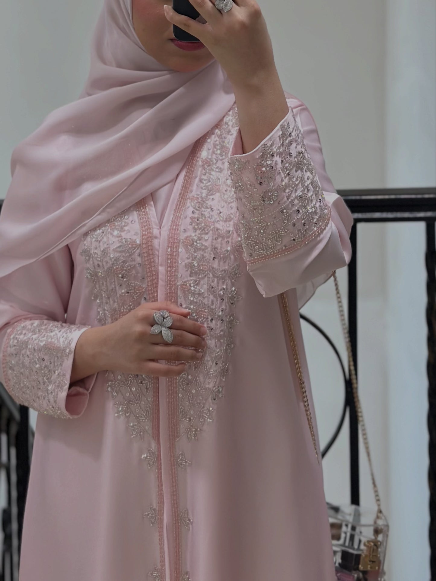 Zahida bi Blush Silver Abaya