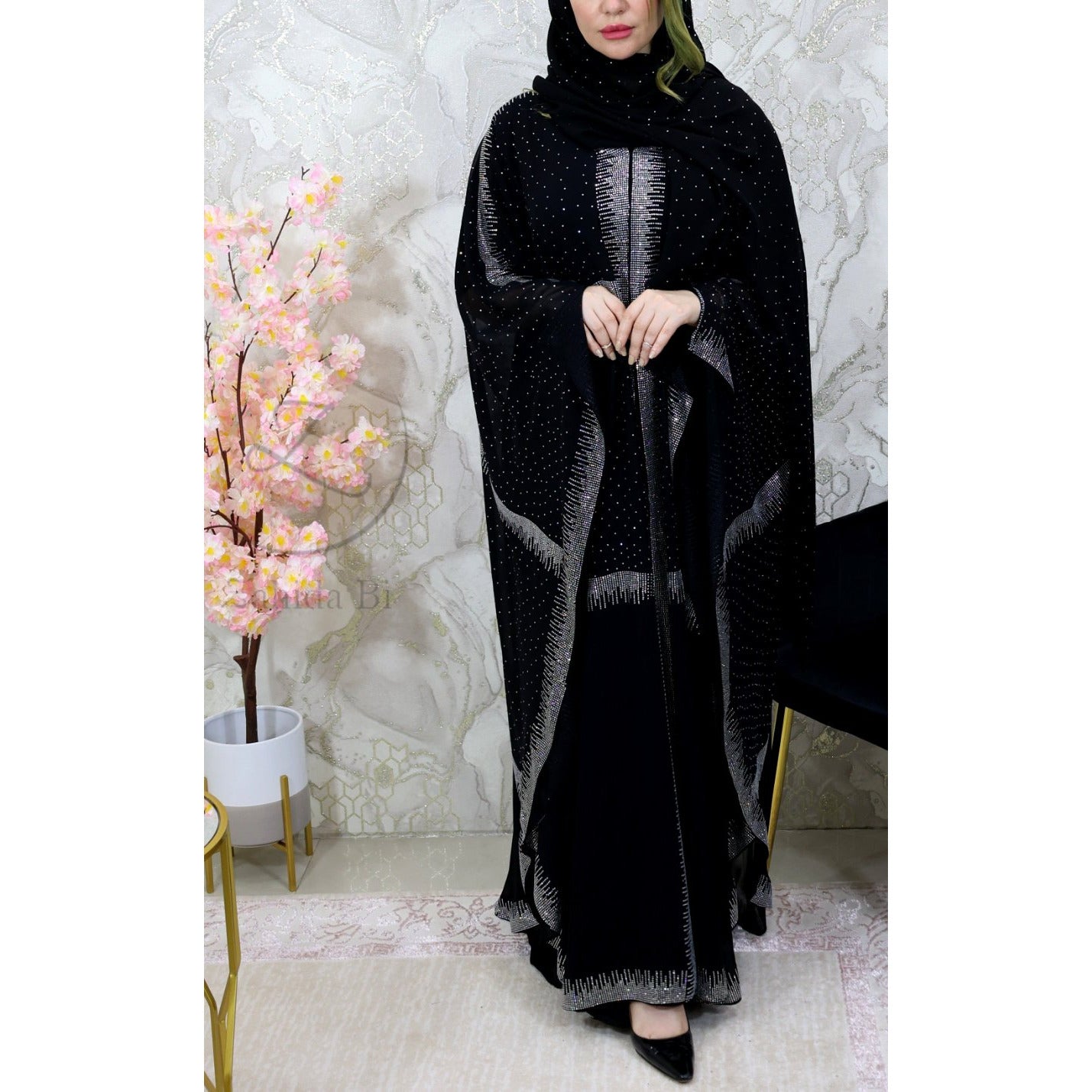 Bridal abaya full crystal work ZB118