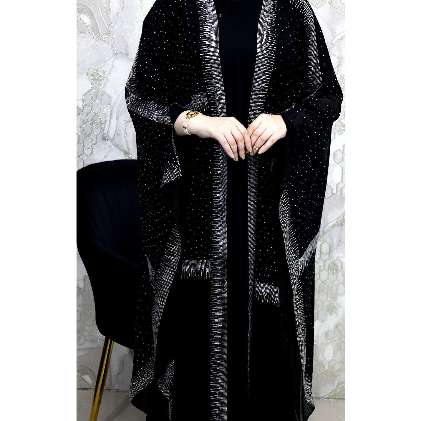 Bridal abaya full crystal work ZB118