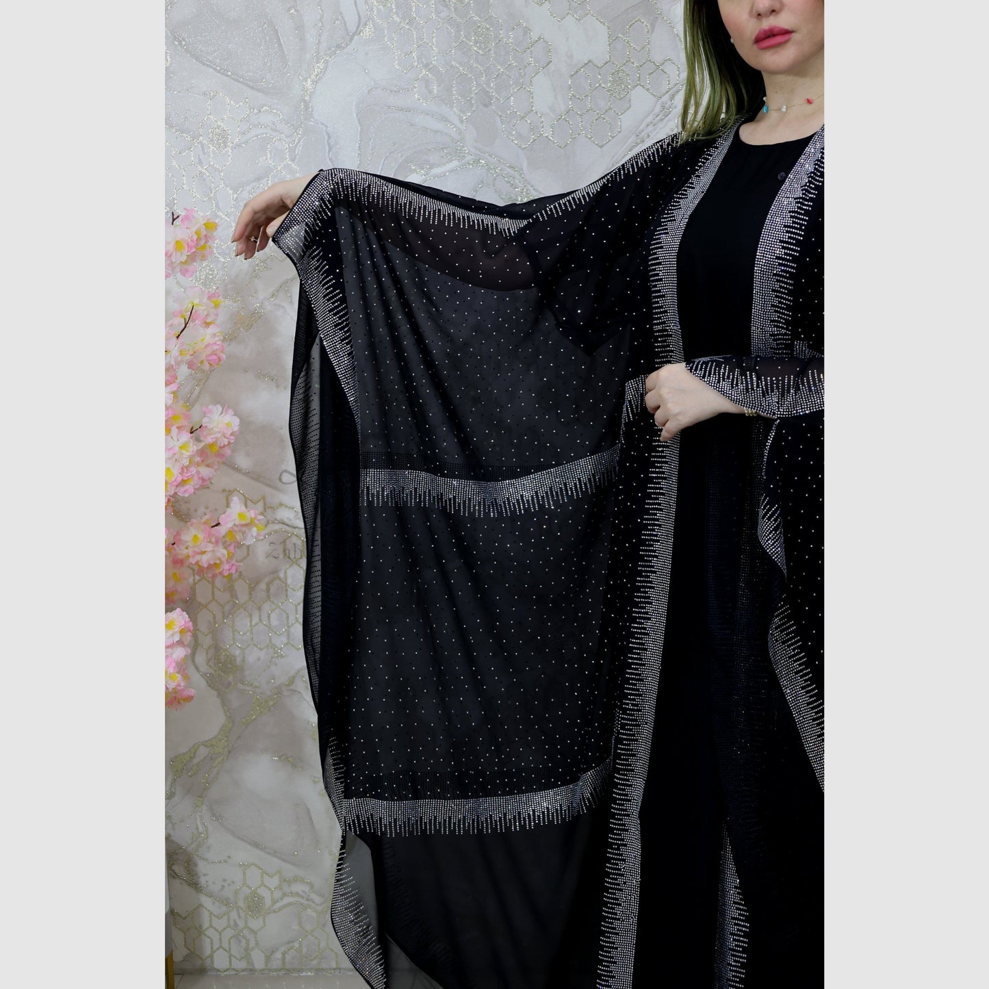 Bridal abaya full crystal work ZB118