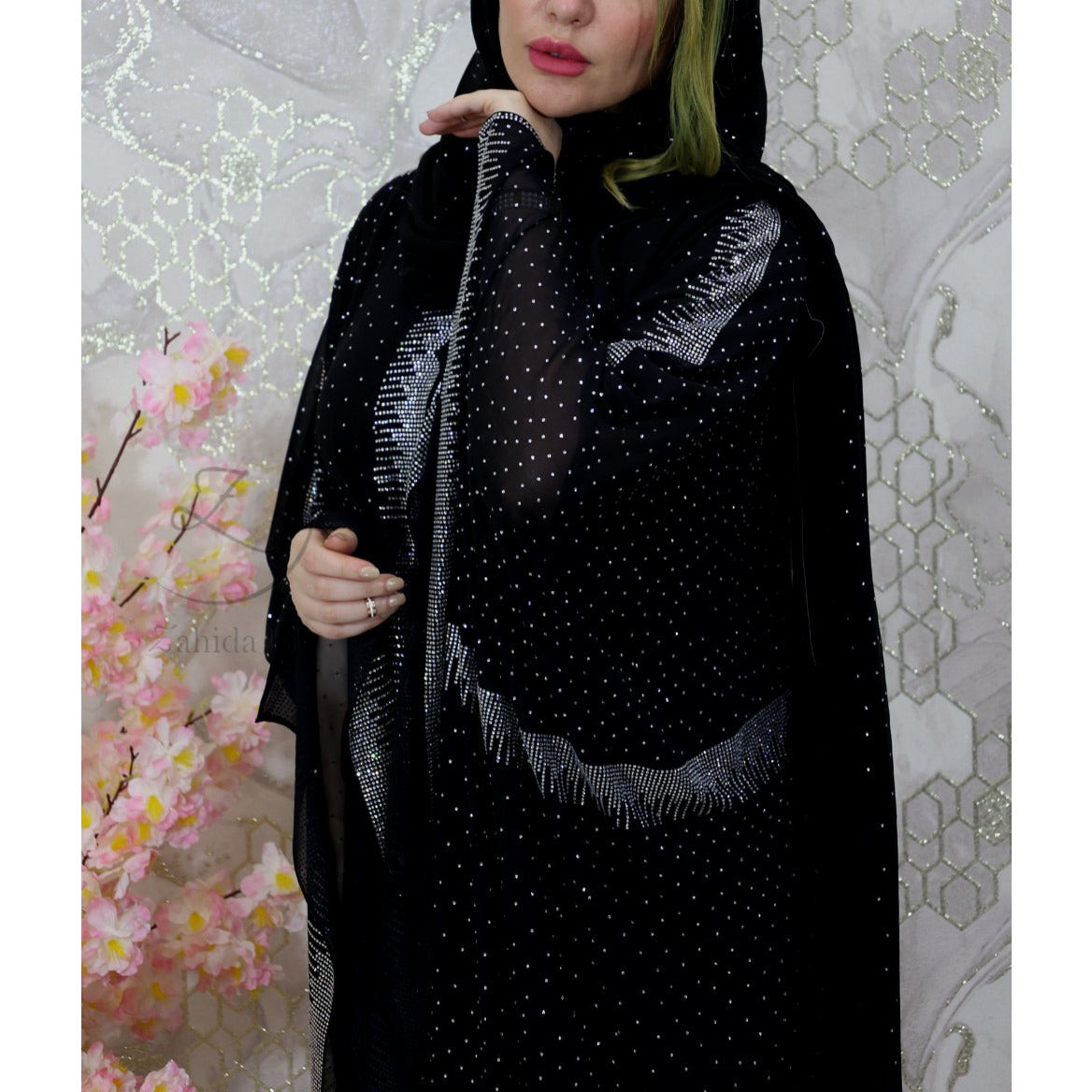 Bridal abaya full crystal work ZB118