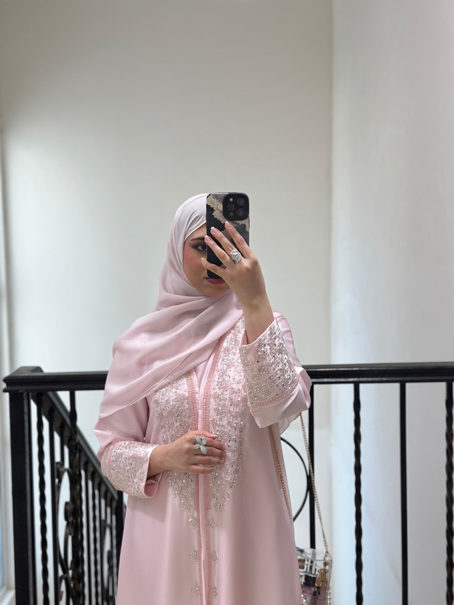 Zahida bi Blush Silver Abaya