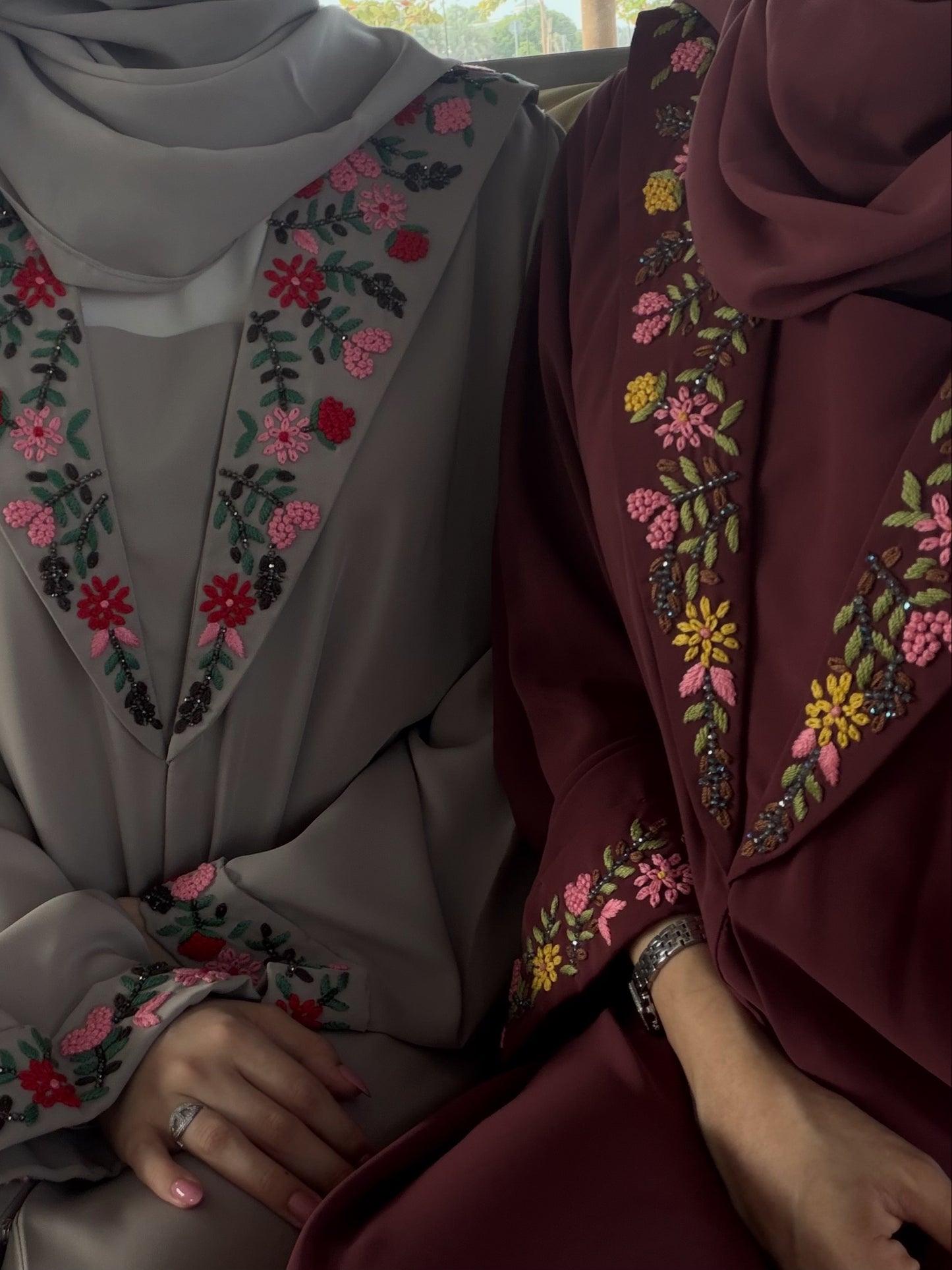 Designer Floral Embroidered Abaya – Luxury Modest Wear Open Front Abaya