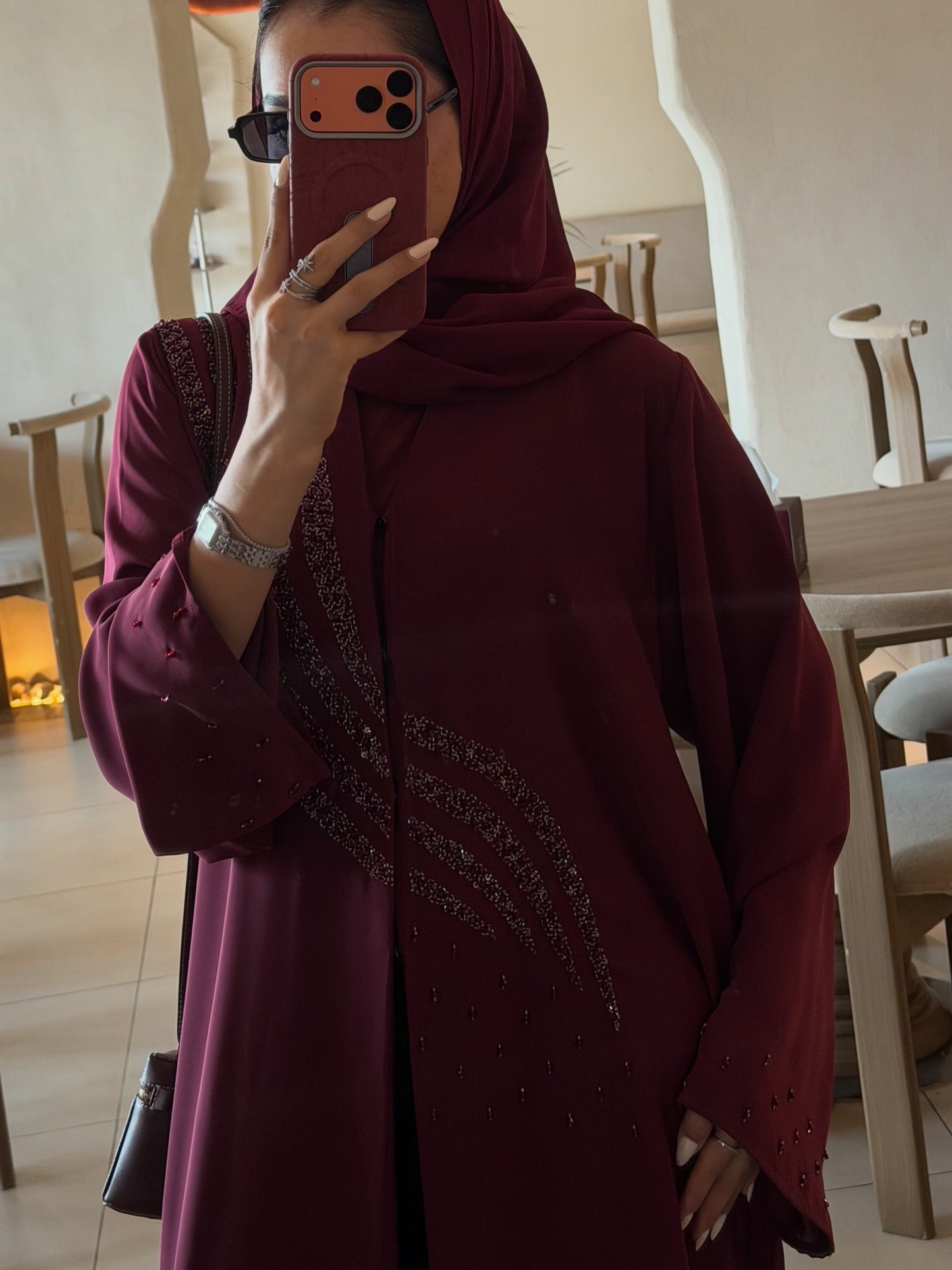Plum Luxe Beaded Uae Abaya | Z229