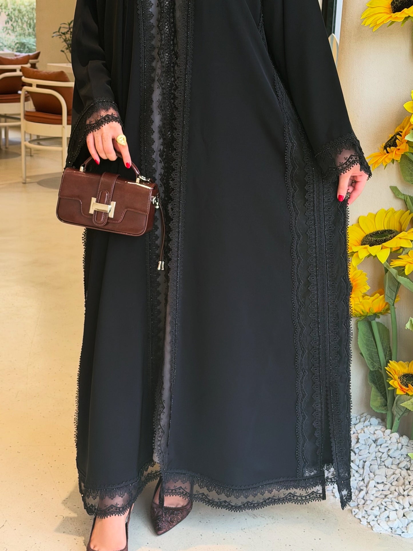 Black Luxe Lace Abaya for Women | Dubai Abaya