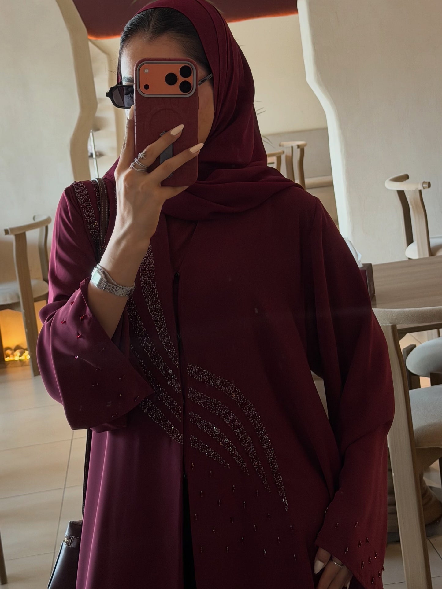 Plum Luxe Beaded Uae Abaya | Z229