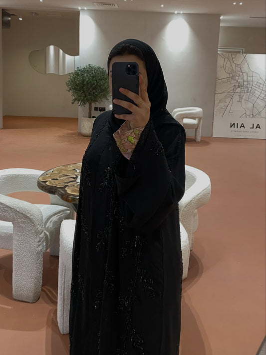 Luxury black Emirati double Chiffon abaya