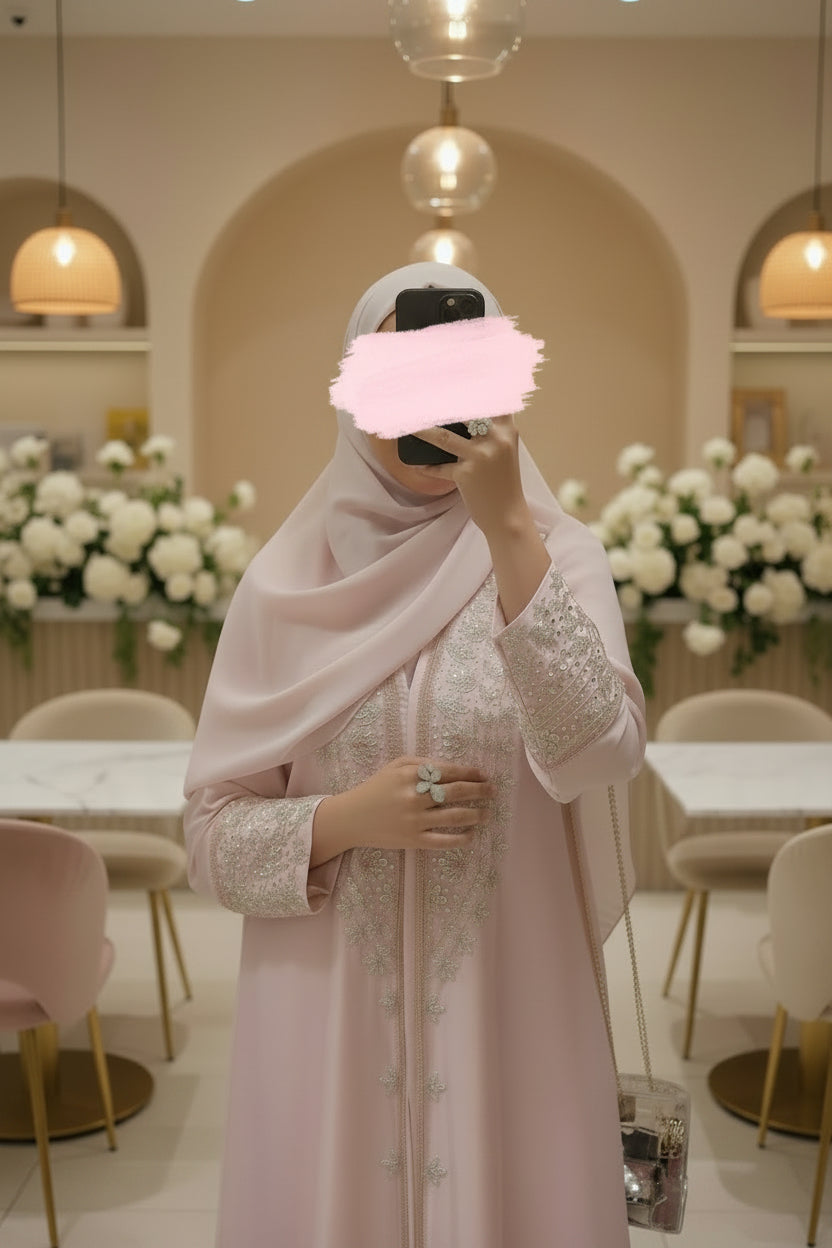 Zahida bi Blush Silver Abaya