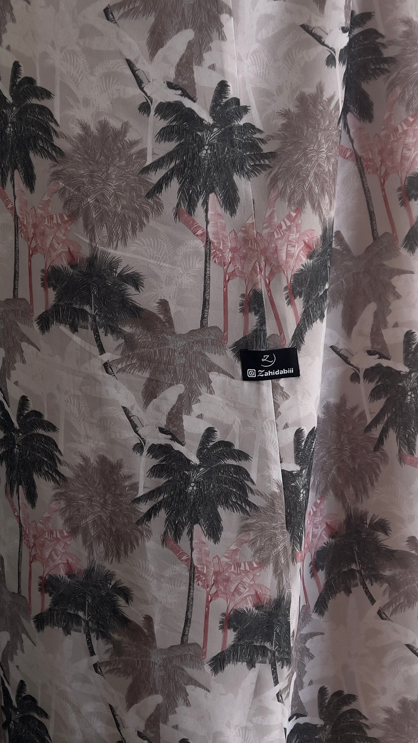Palm Blossom Printed Chiffon Abaya | Z227