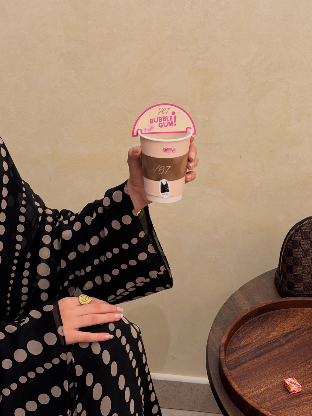 Classic noir printed chiffon abaya
