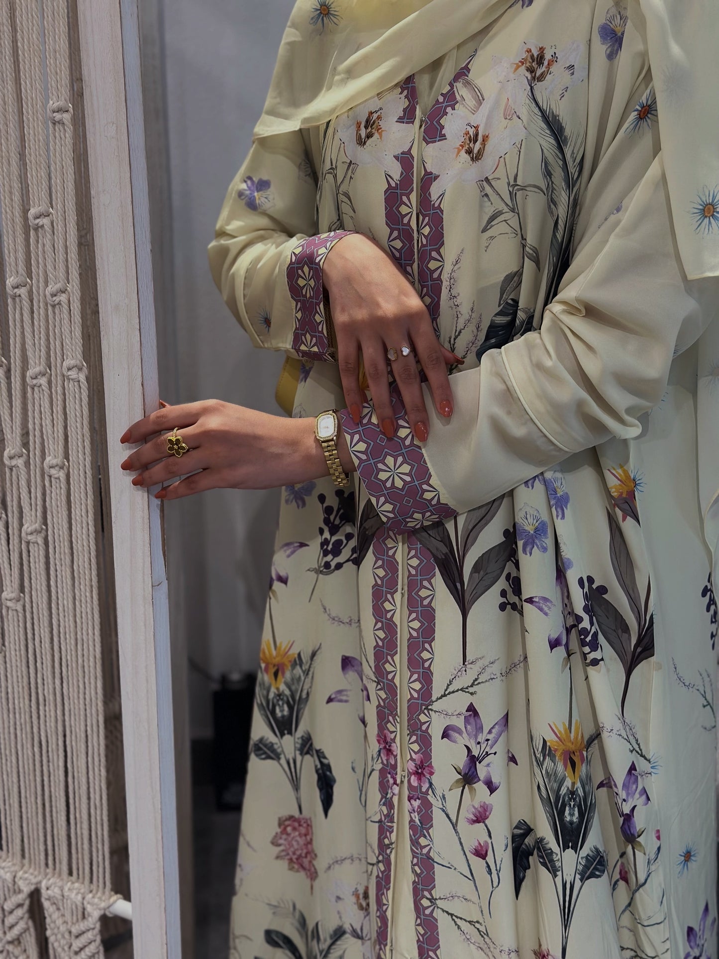 Summer Collection Soft Pink/Butter Yellow light weight Zahidabi Abaya|Uae