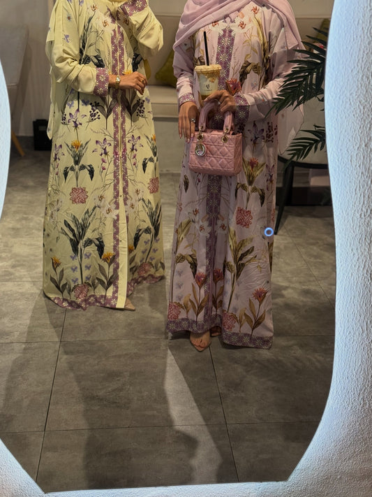 Summer Collection Soft Pink/Butter Yellow light weight Zahidabi Abaya|Uae