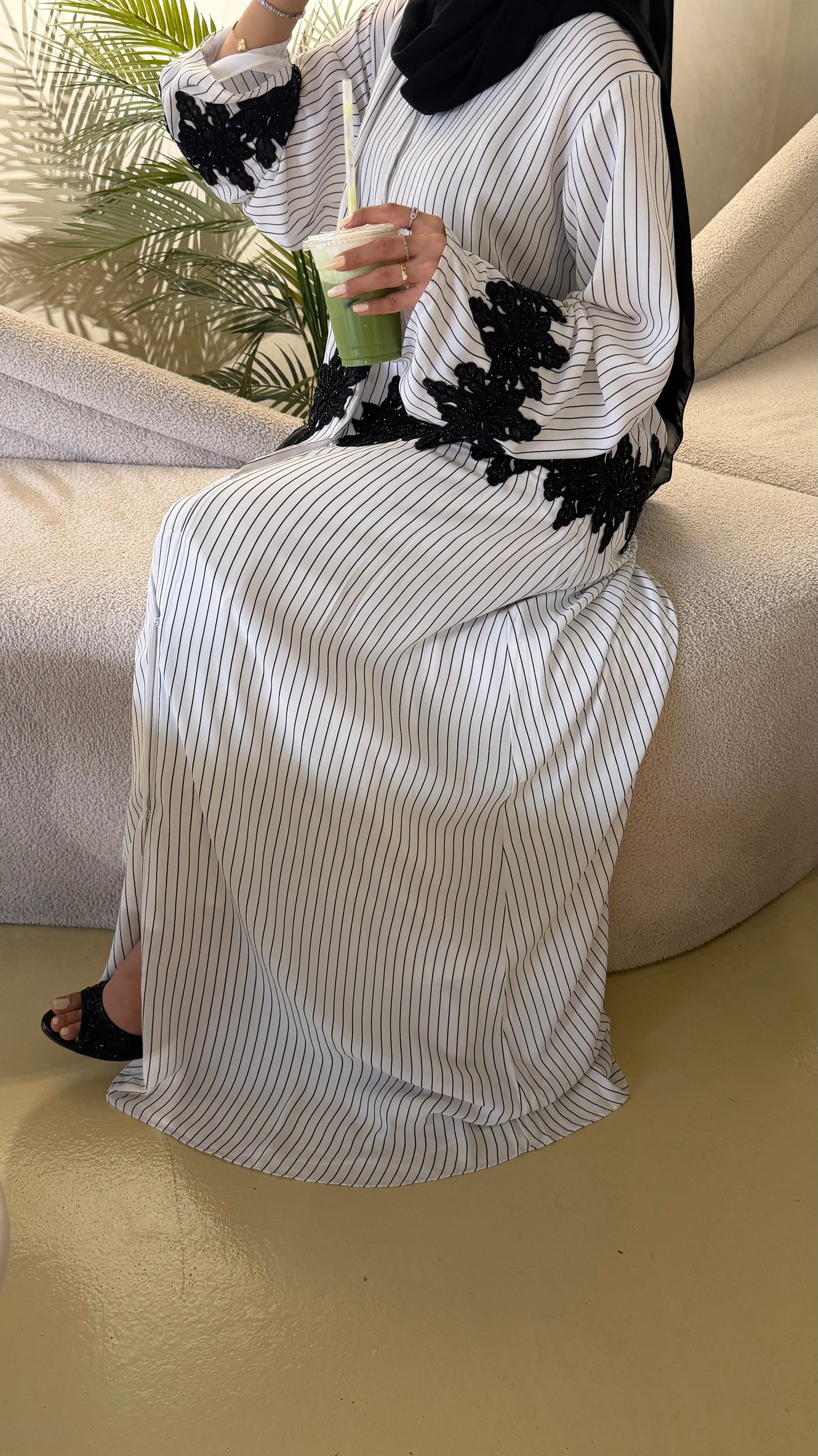 Stripe Chiffon abaya/ latest collection