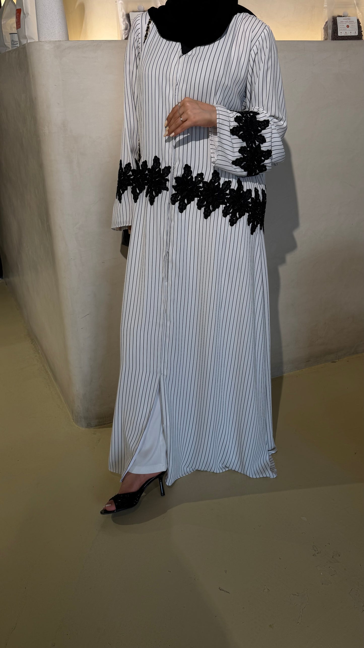 Stripe Chiffon abaya/ latest collection