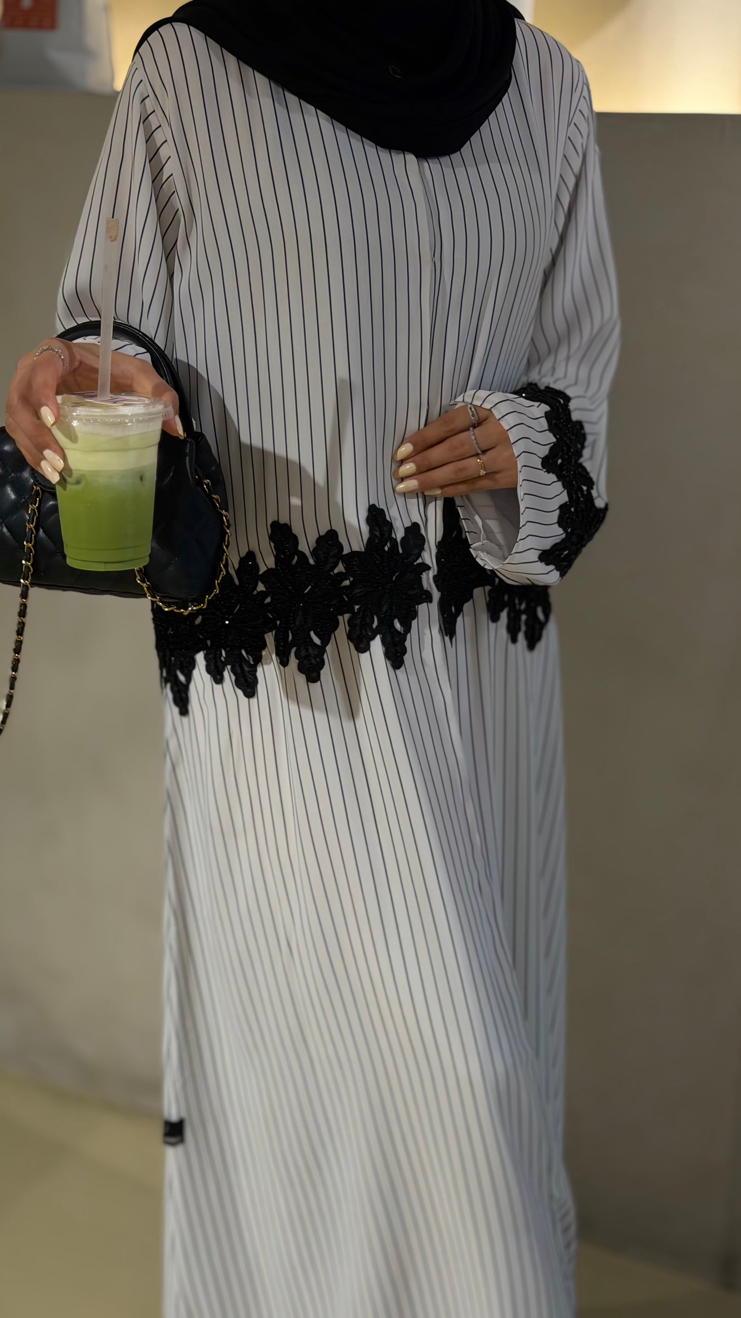Stripe Chiffon abaya/ latest collection