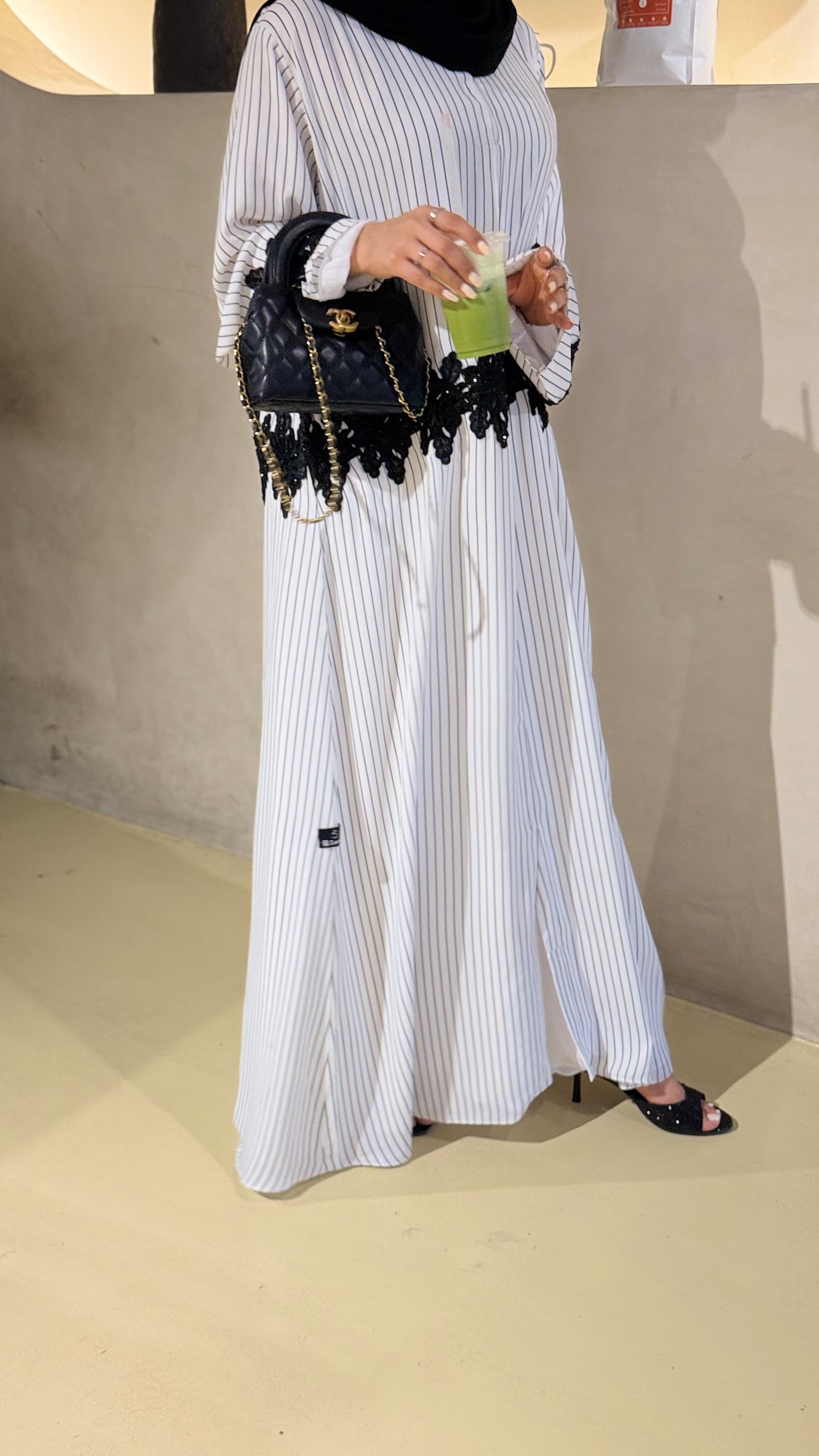 Stripe Chiffon abaya/ latest collection