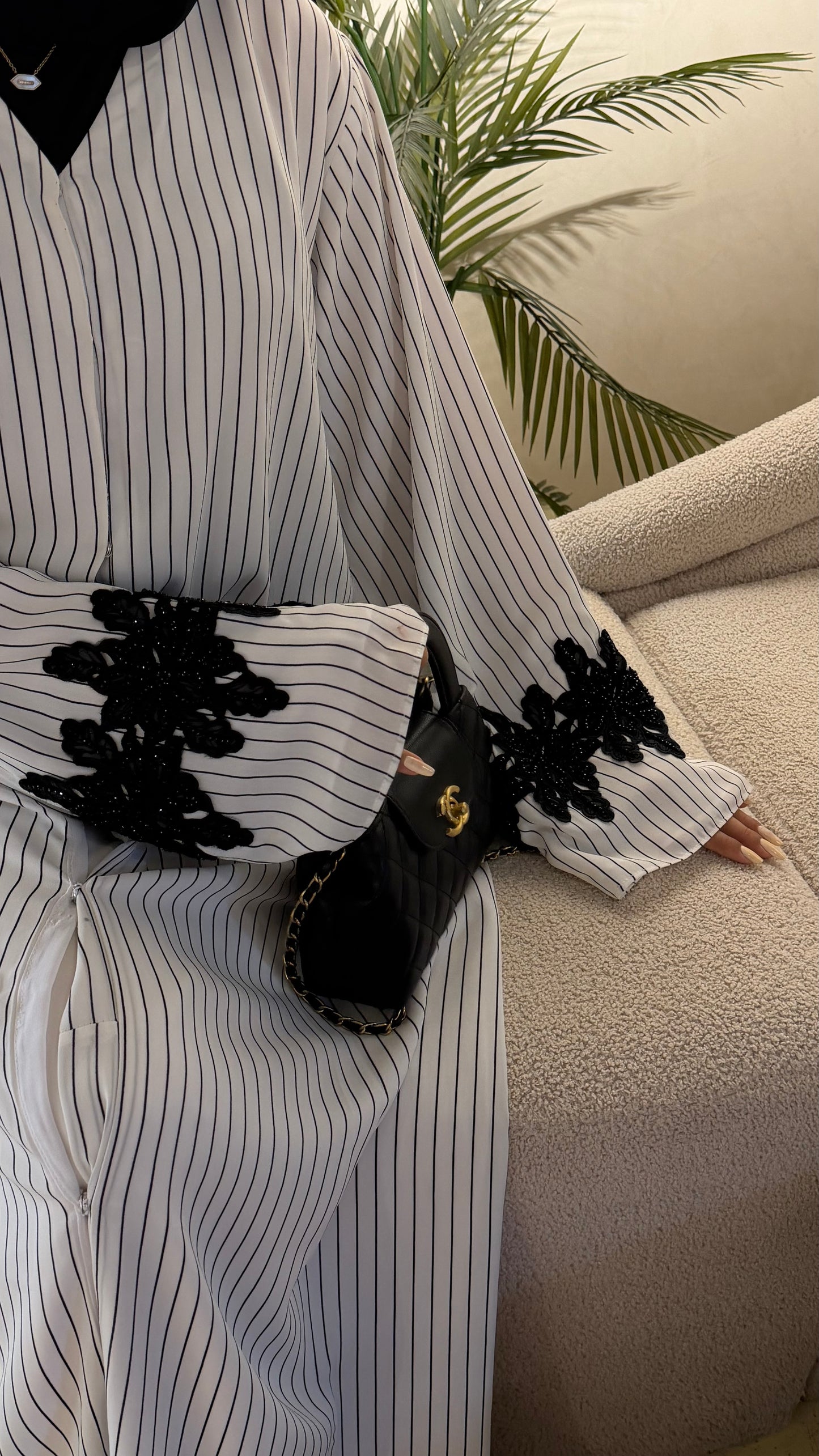 Stripe Chiffon abaya/ latest collection