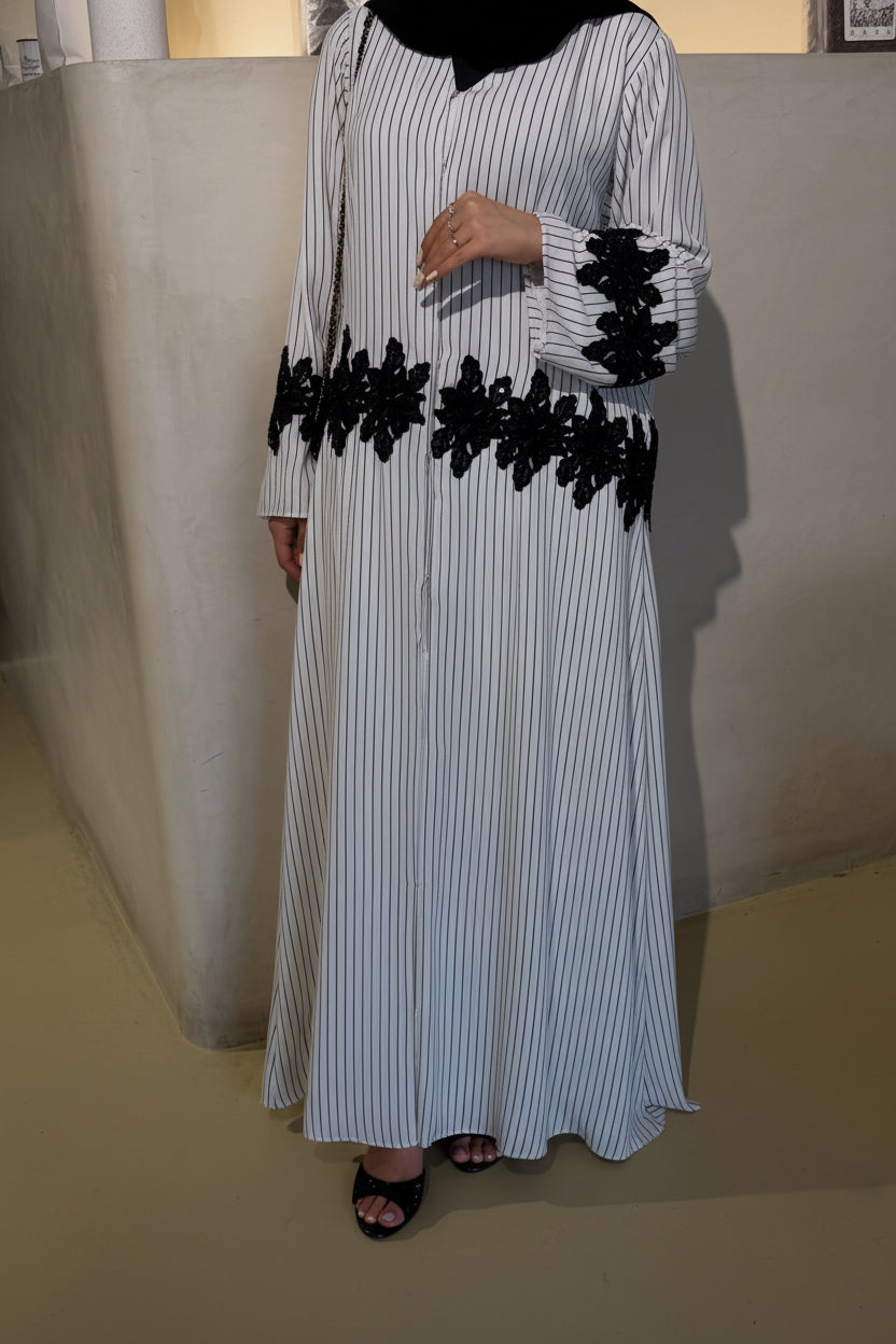 Stripe Chiffon abaya/ latest collection