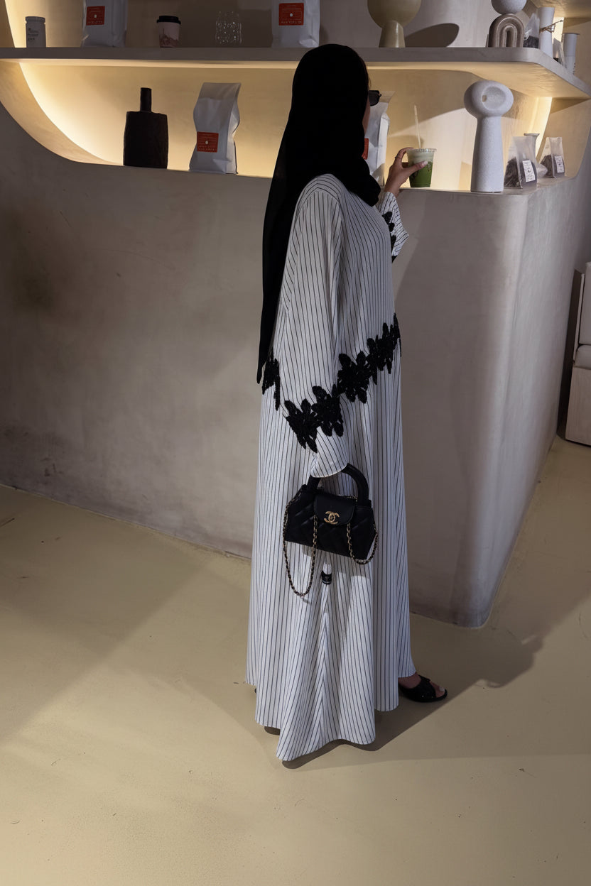 Stripe Chiffon abaya/ latest collection