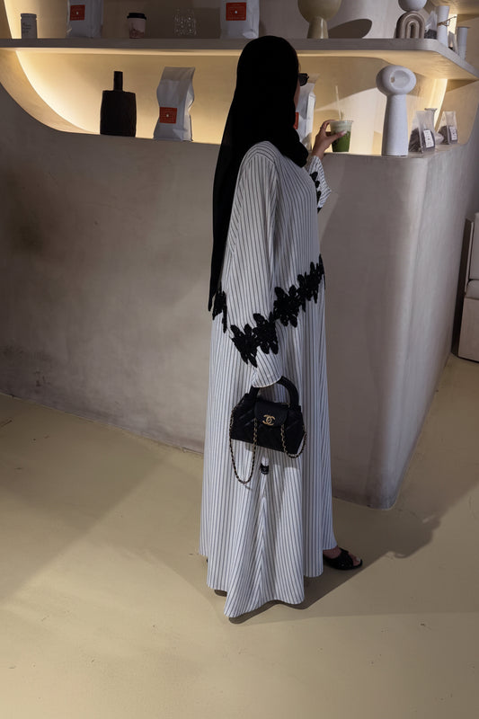 Stripe Chiffon abaya/ latest collection