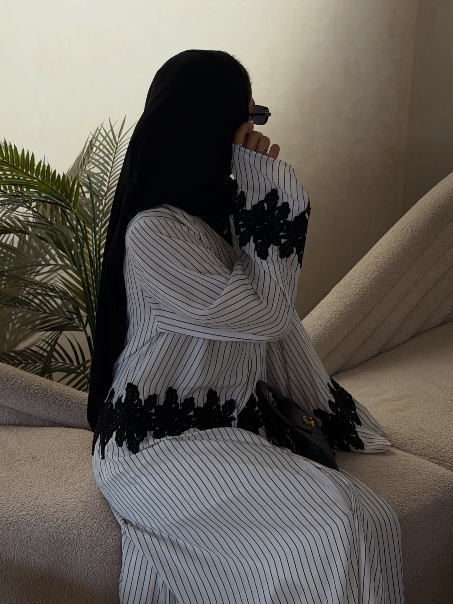 Stripe Chiffon abaya/ latest collection