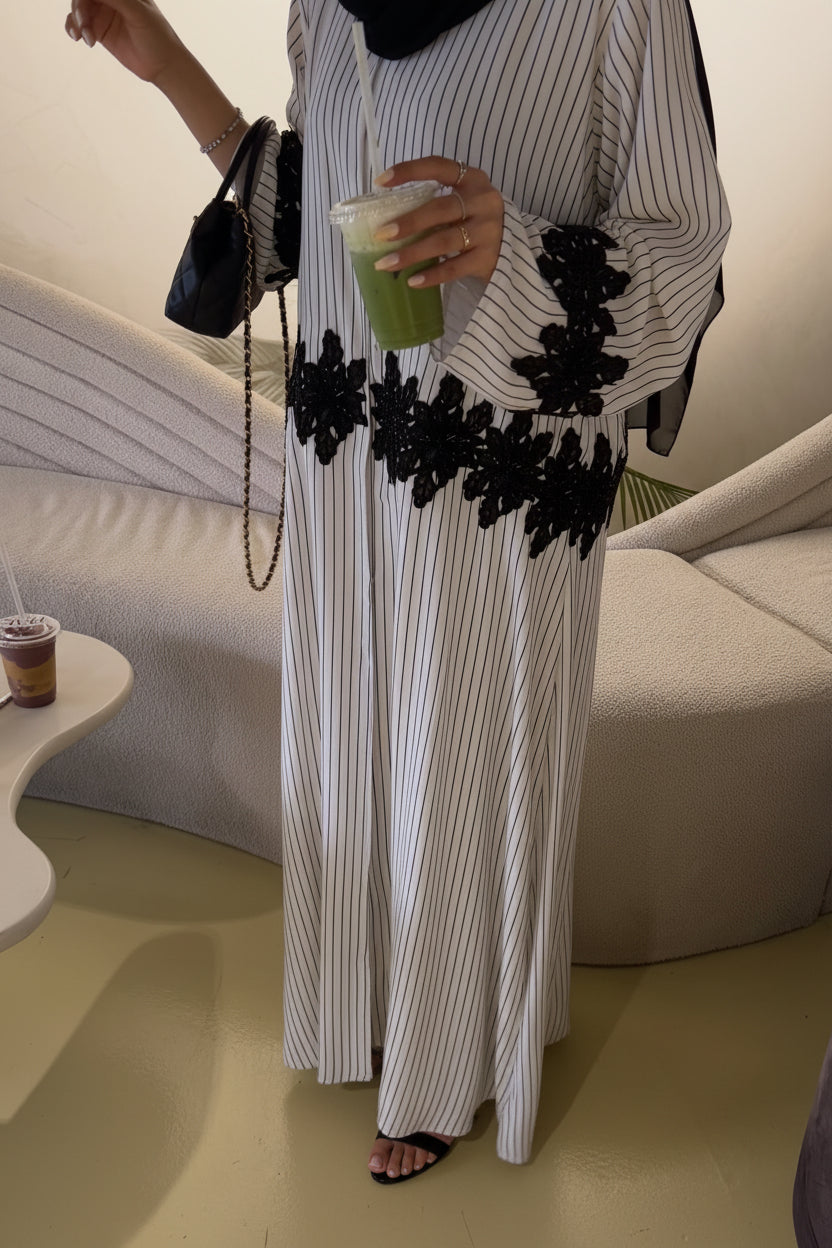 Stripe Chiffon abaya/ latest collection