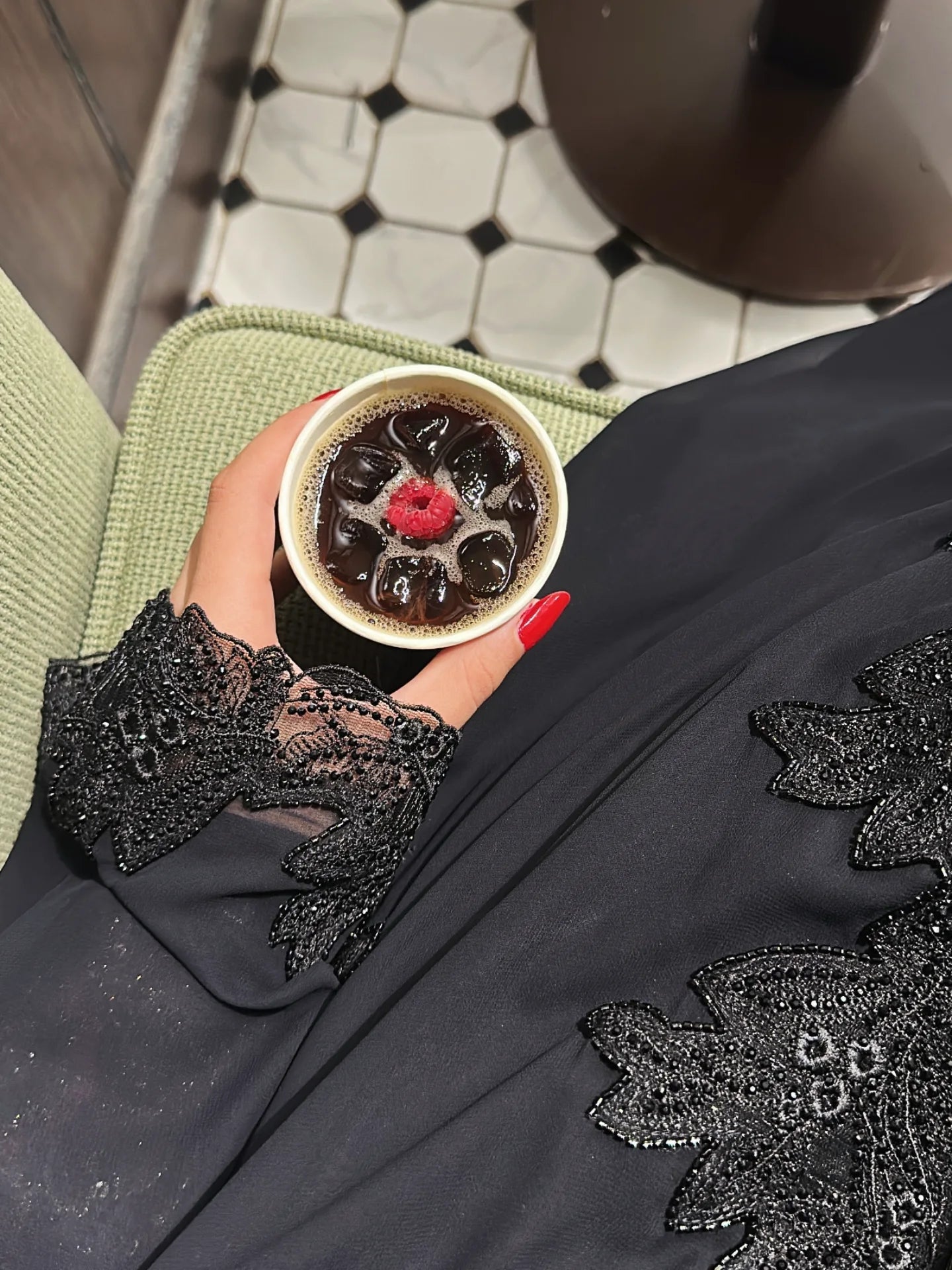 Luxury Black Beaded Abaya for Women – Elegant Lace Design by Zahidabi