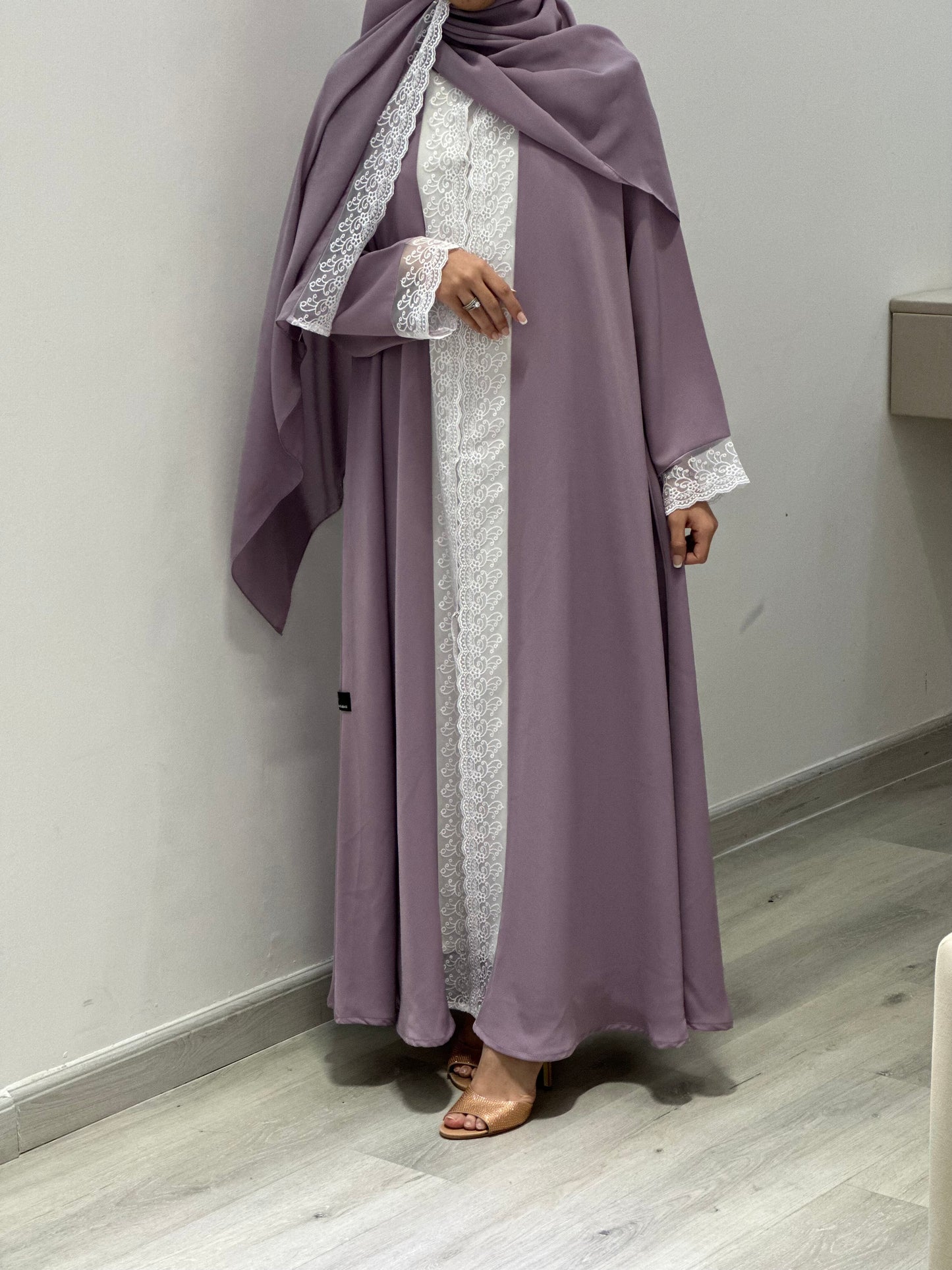 New design dantel abaya with double closh