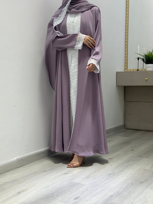 New design dantel abaya with double closh