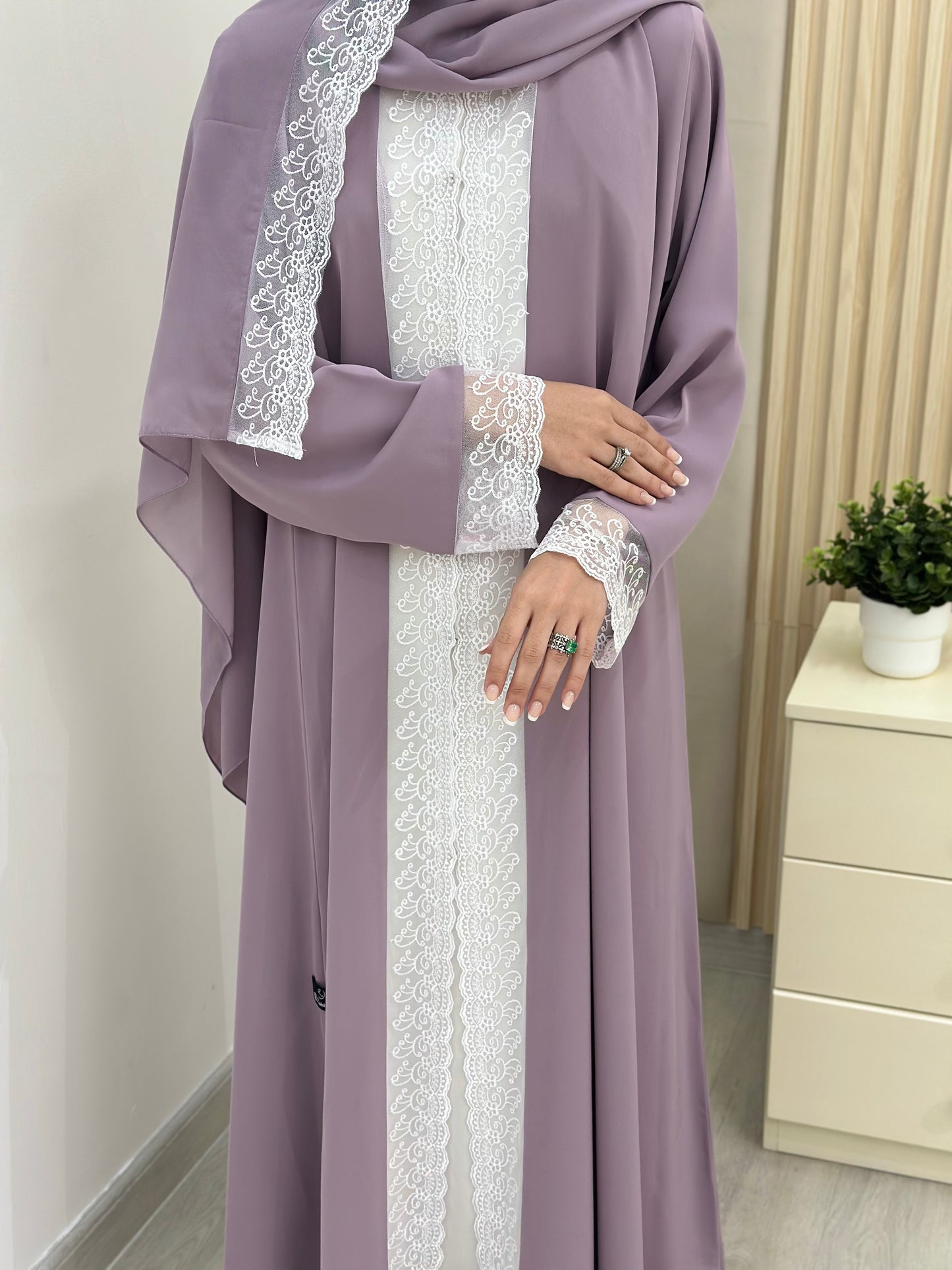 New design dantel abaya with double closh