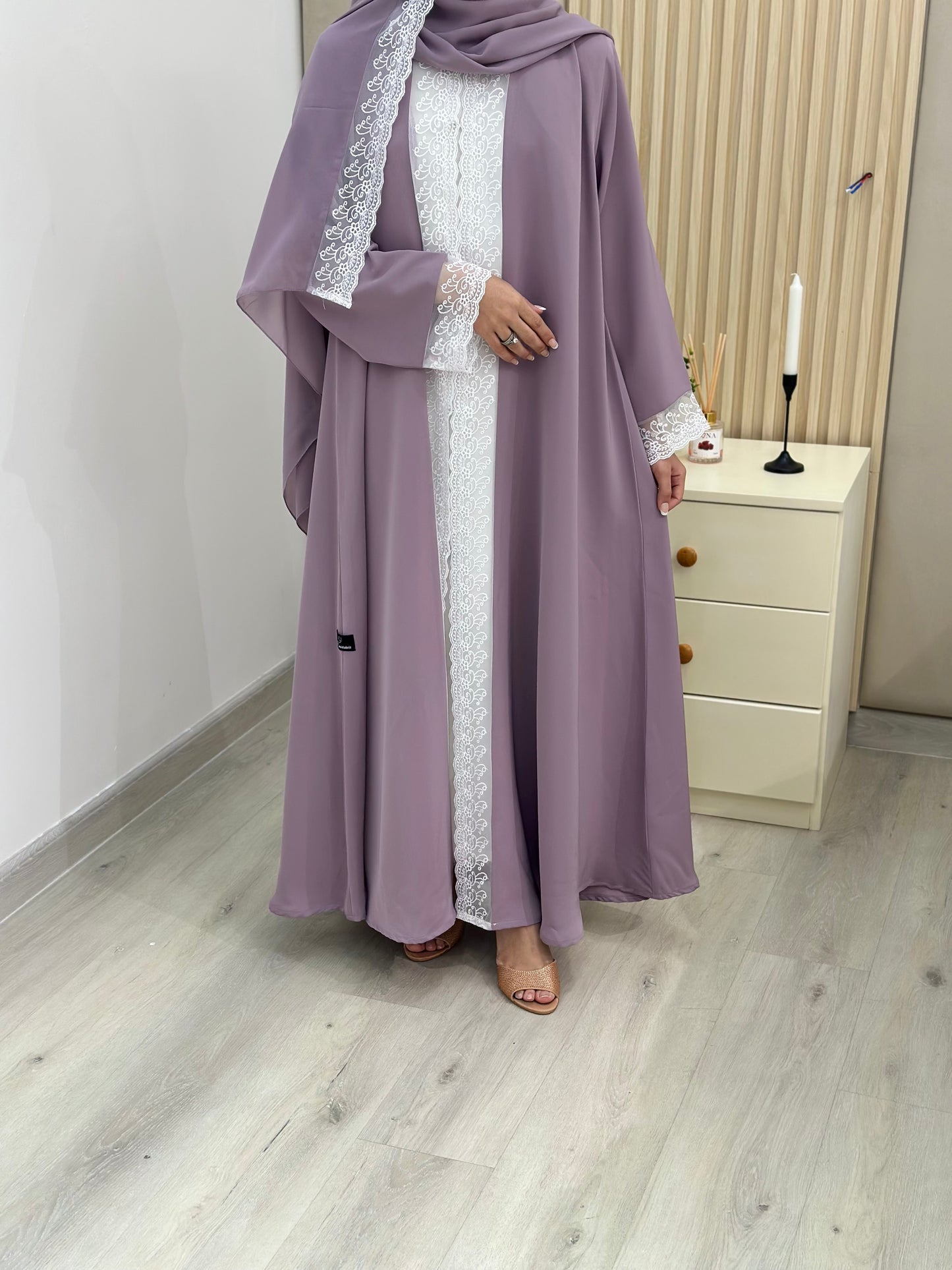 New design dantel abaya with double closh