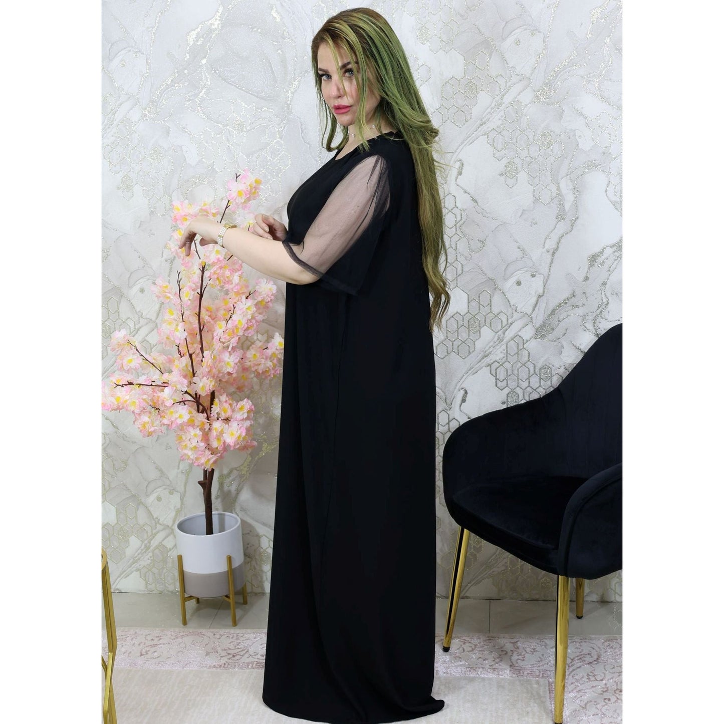 Inner Abaya Dress Black in Nada fabric Z207
