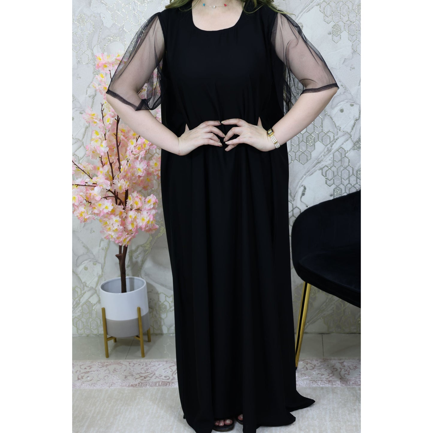 Inner Abaya Dress Black in Nada fabric Z207