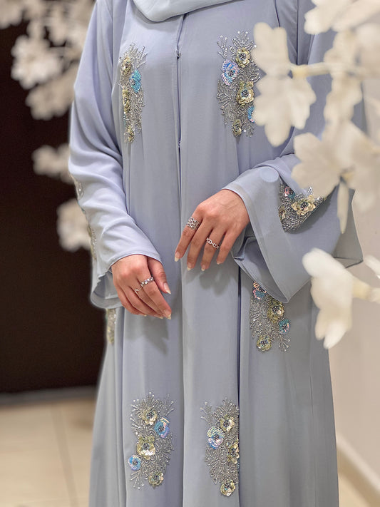 Graceful Blue Blossom Abaya
