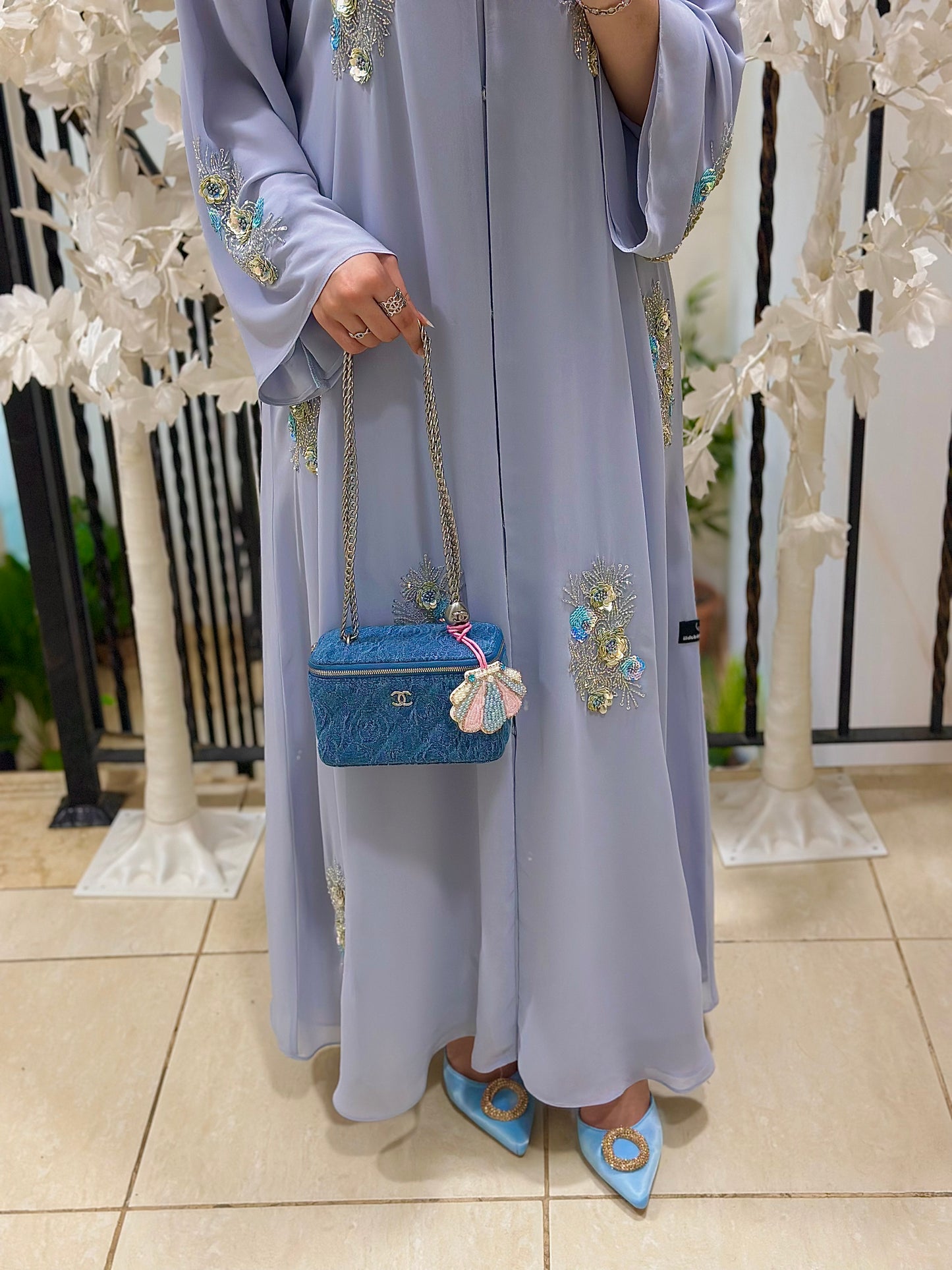 Graceful Blue Blossom Abaya