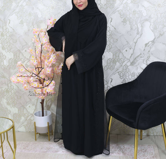 Black nada abaya with lace 