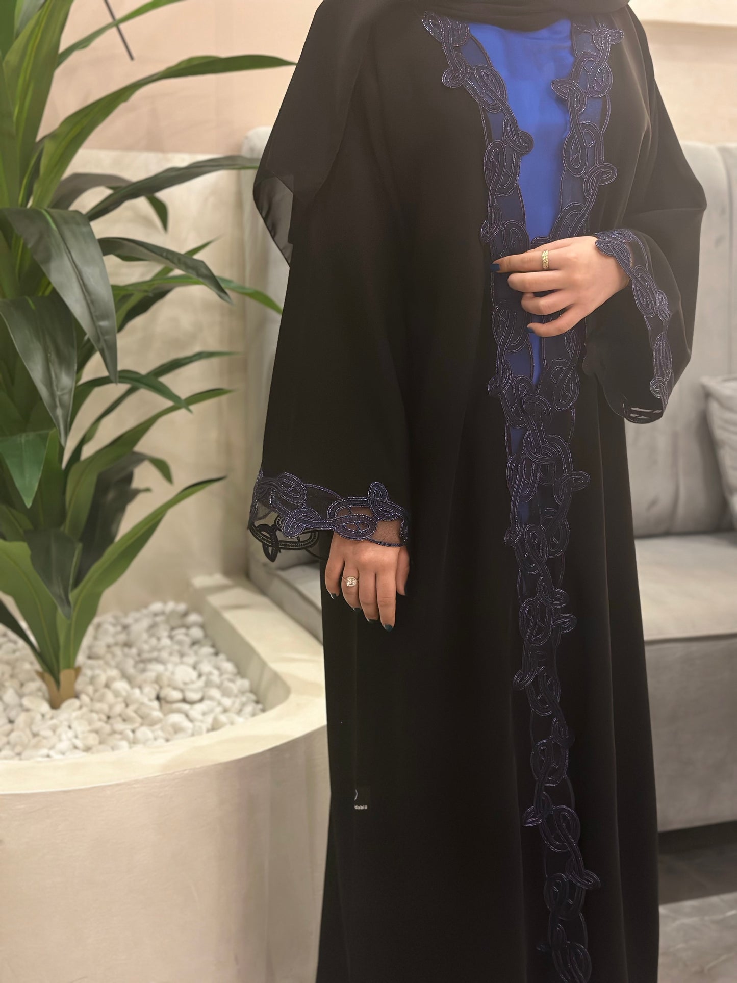 Abaya Nada with Blue Lace & inner Z135