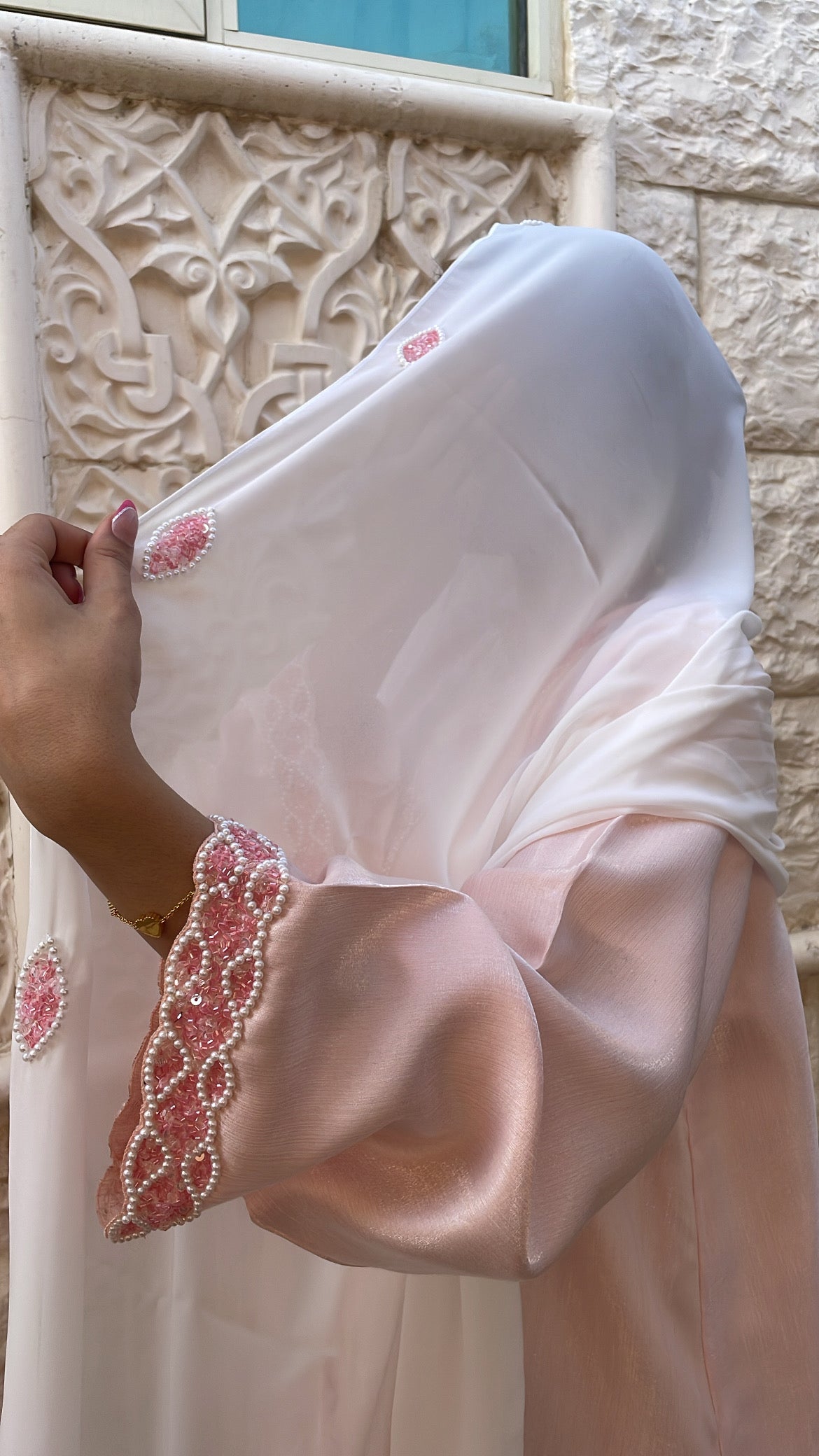 Pink Shimmering abaya