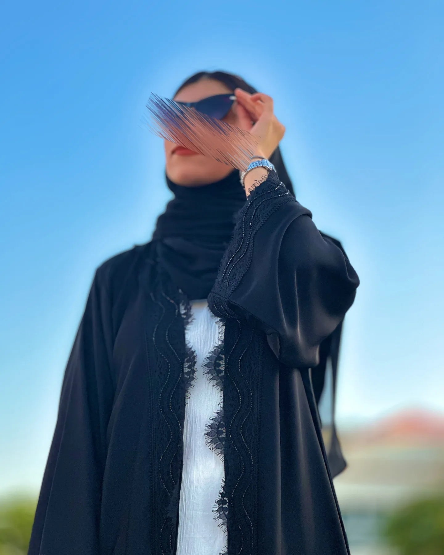 Abaya dantel ( Lace ) with handwork design, Z131